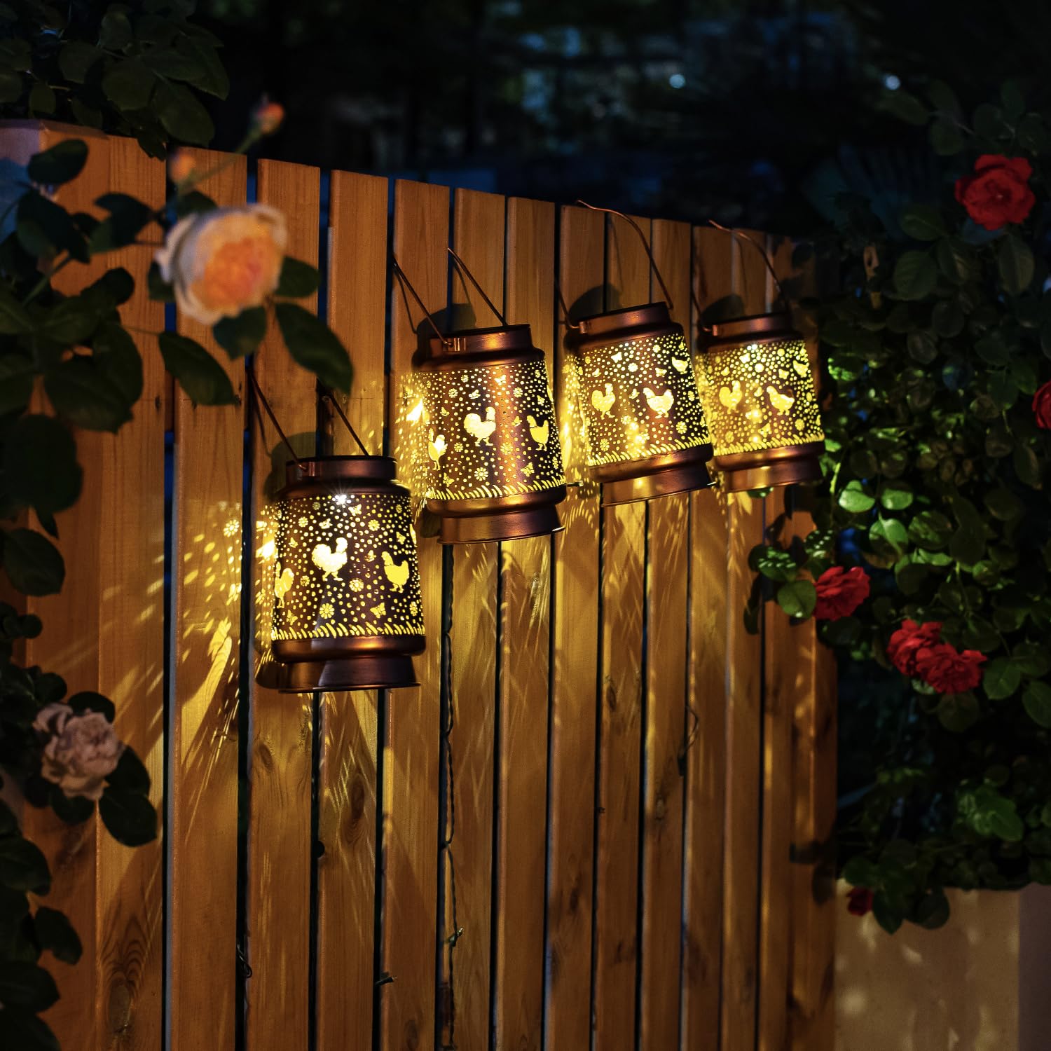 2 Pack Solar Chicken Lanterns Outdoor Waterproof Hanging Lights For Garden Decor, Yard, Patio, Lawn, Tabletop, Pathway, Landscap