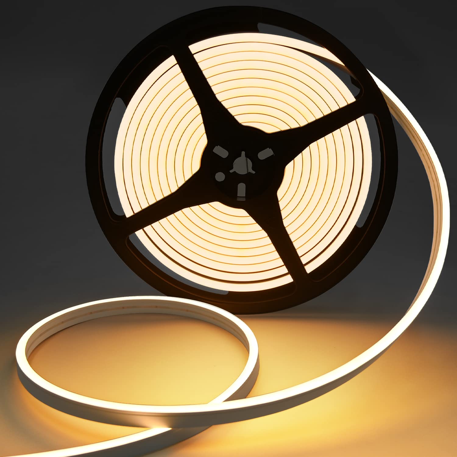 Lucienstar Neon LED Strip Lights, 12V DC, 16.4ft, IP65 Waterproof, Dimmable, Warm White, Model LC-612