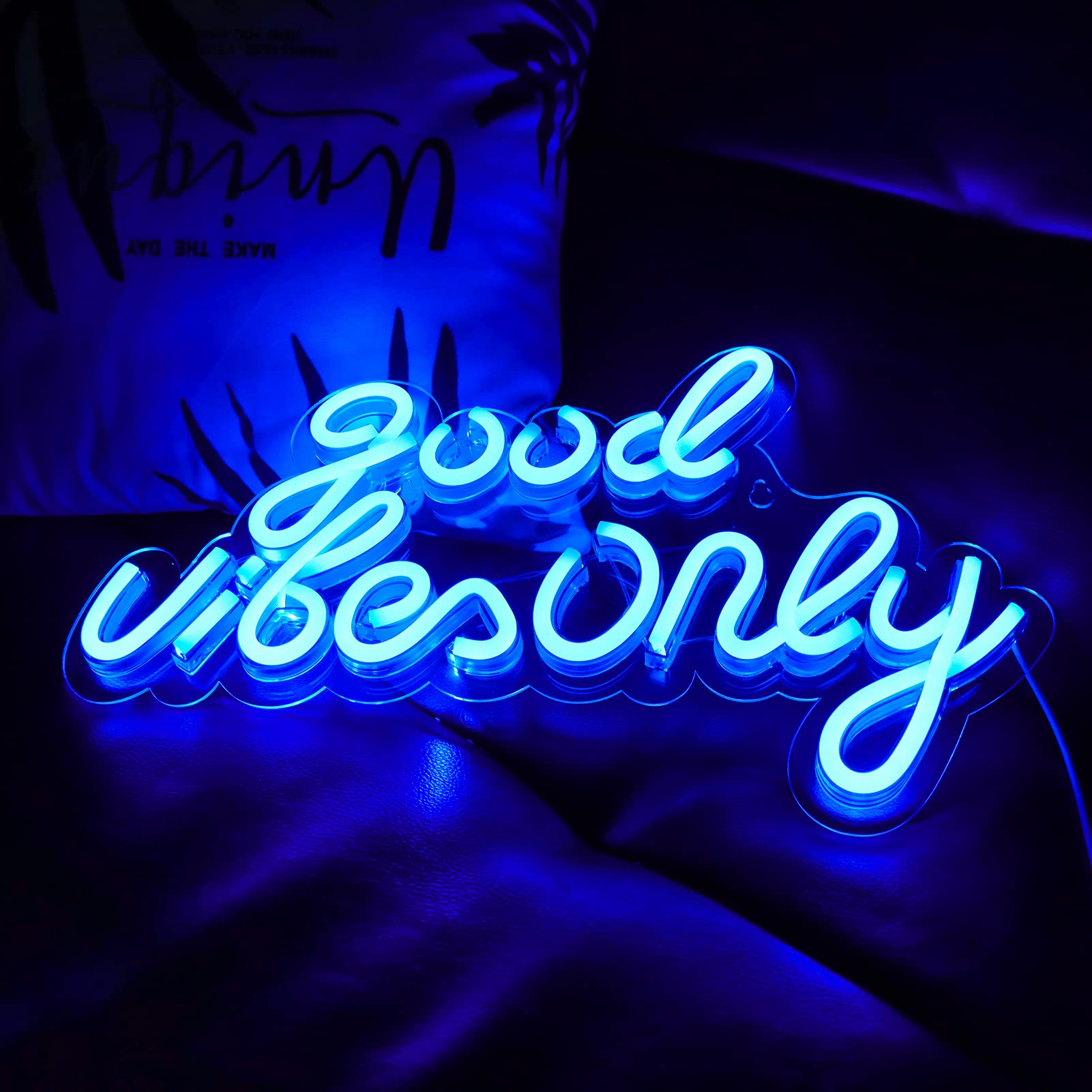 Jfllamp Good Vibes Only Neon Signs For Wall Decor Neon Lights For Bedroom Led Signs Suitable For Living Room Beer Bar Game Room Hotel Birthday Party Restaurant Christmas Led Art Wall Decorative Lights Unique Gift For Lover, 16.5*10 Inch(Blue)