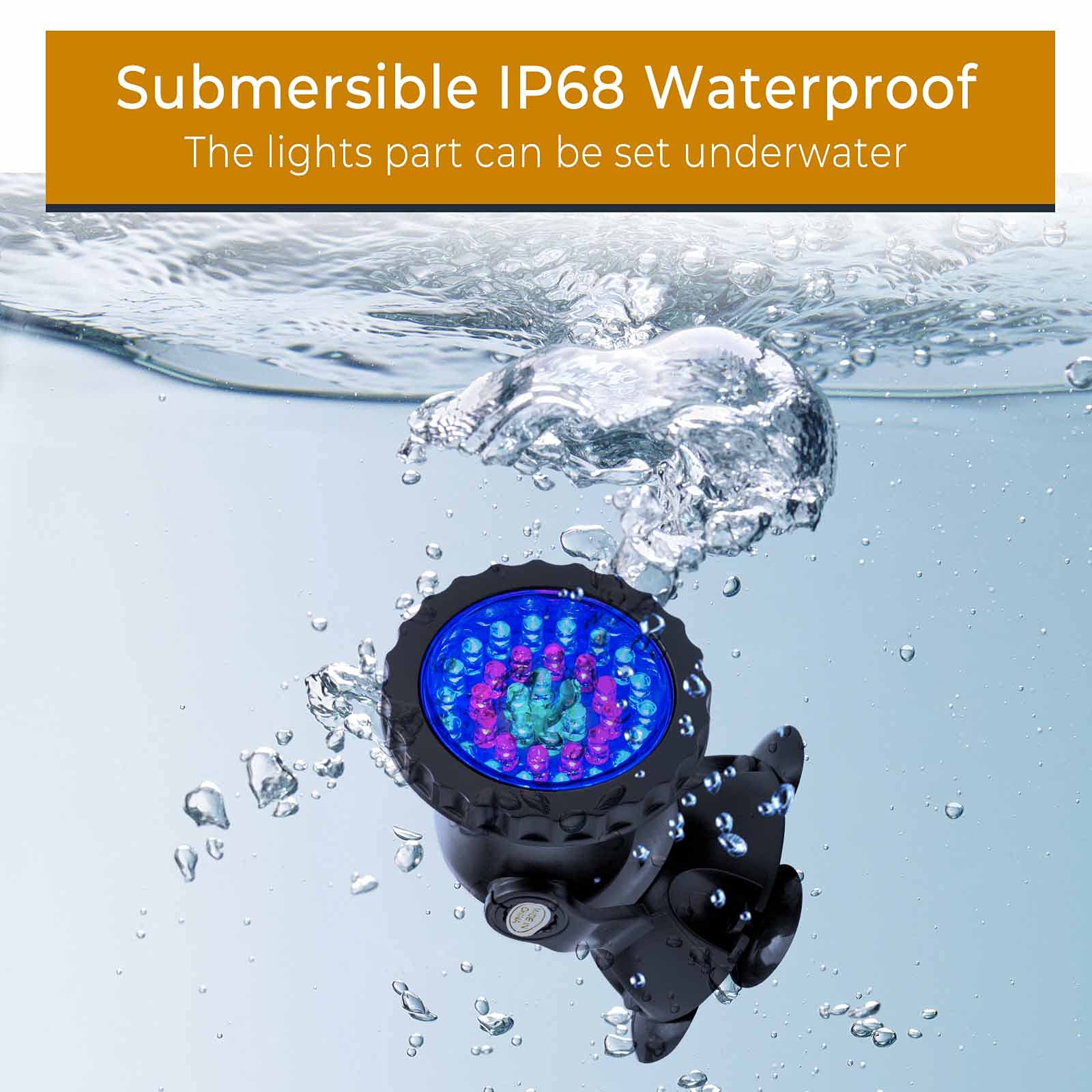 SHOYO Underwater LED Fountain Lights, IP68 Waterproof, RGB Color Changing, 4 in Set, Adjustable Dim, for Garden Pond