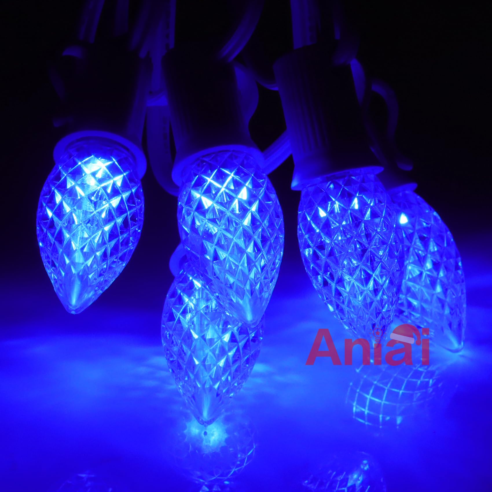 Aniai C7 LED Christmas Light Bulbs - 5 Count E12 Base Replacement - Commercial Grade - Blue