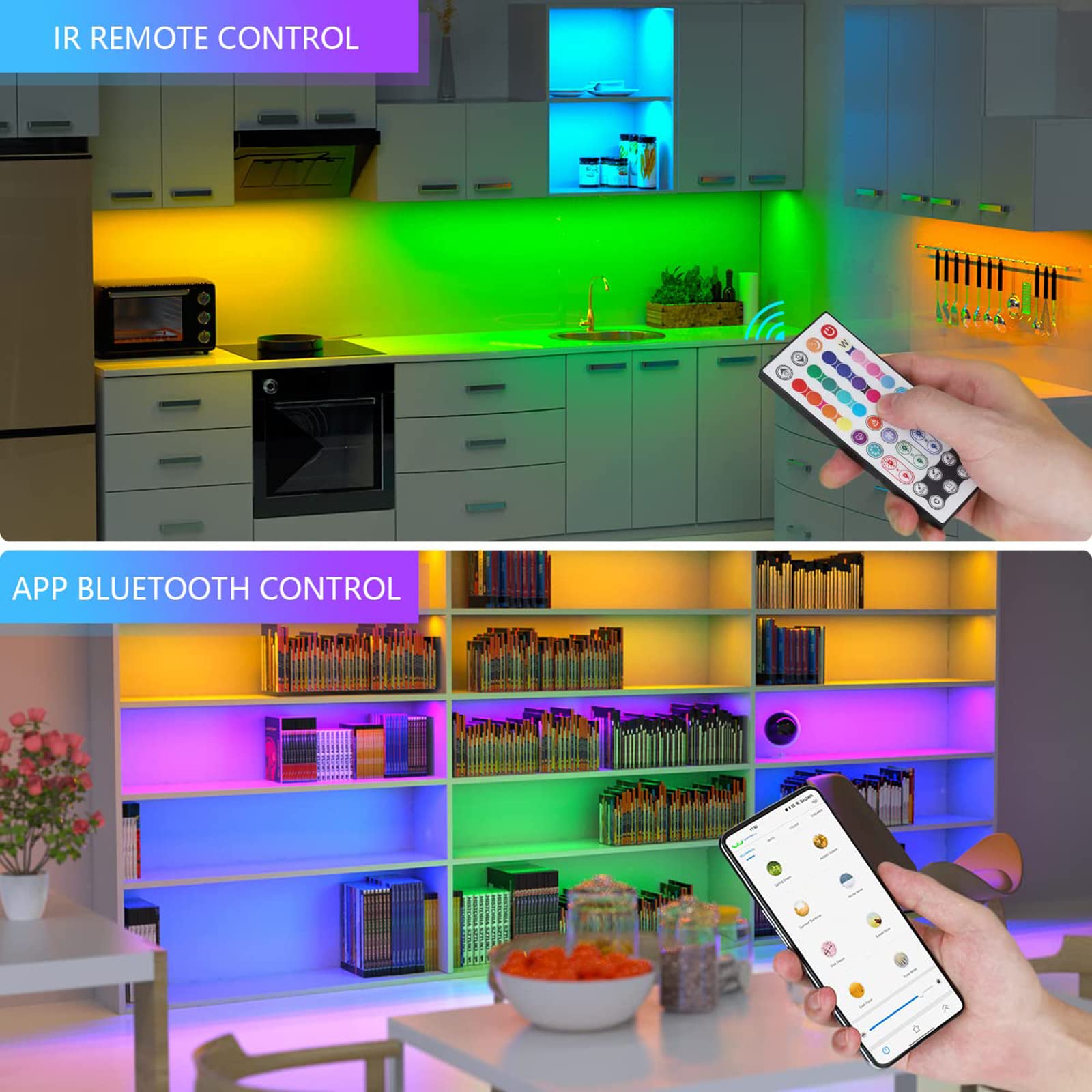 Rgbw Under Cabinet Lighting Kit With App And Remote Control 6 Pcs Led Strip Lights For Kitchen Cabinet, Counter, Tv Shelf, Desk,