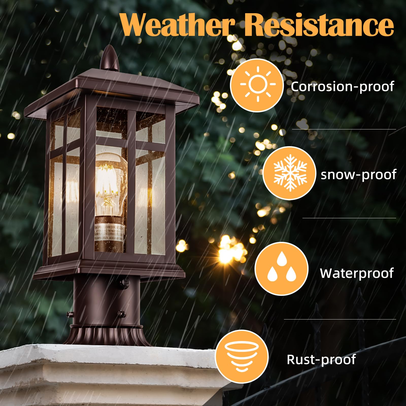Brilvibera Bronze Post Lights Dusk To Dawn 2 Packs, Outdoor Post Mount Outdoor Light Fixtures, Bronze Patio Pole For Lights Waterproof, Outdoor Lamp Post Light Fixture For Path Garden Yard Patio