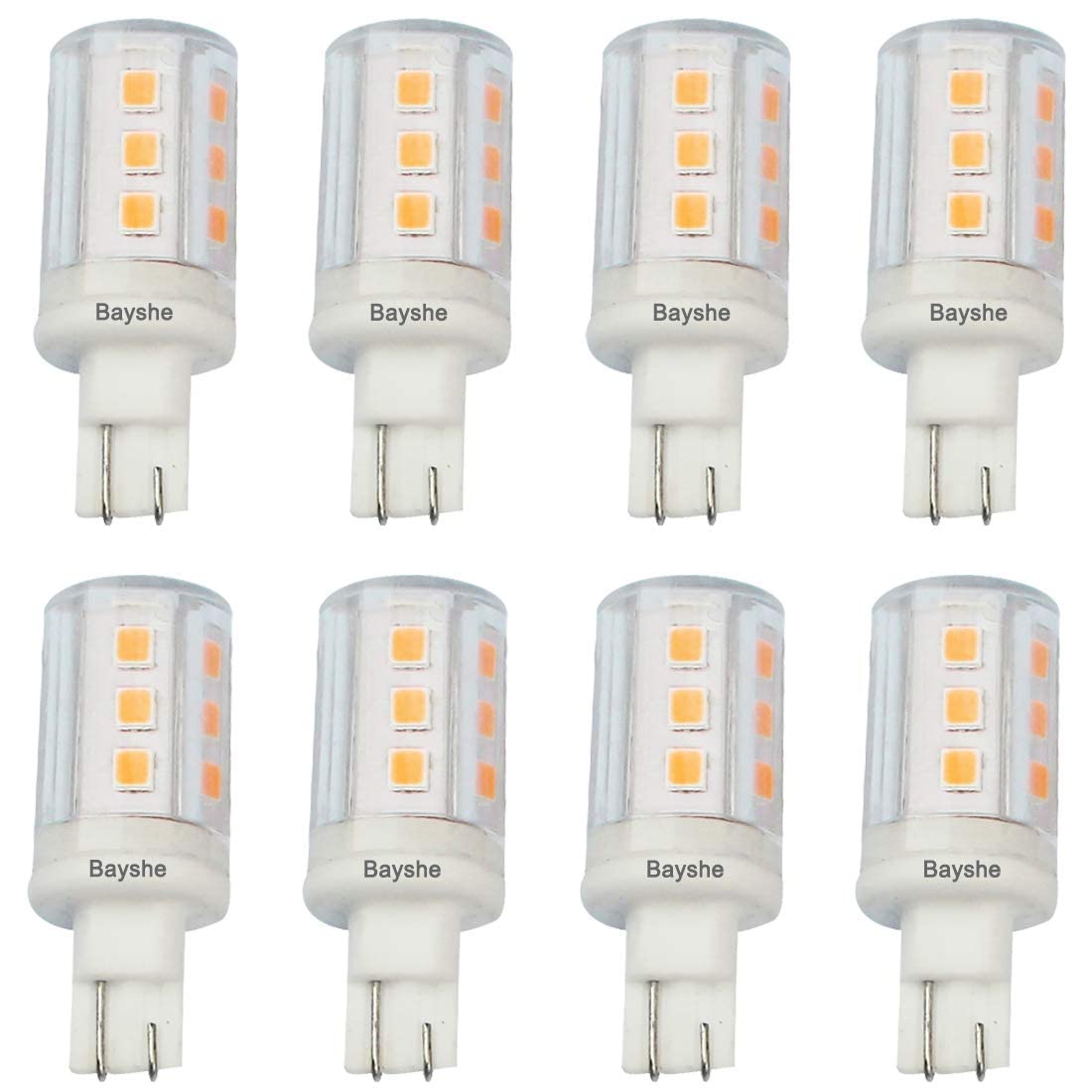 BAYSHE T10 LED Light Bulb, 3W Equivalent to 30W Halogen, 8 Pack, 2700K Warm White, Ceramic for RV, Outdoor, Landscape Lighting