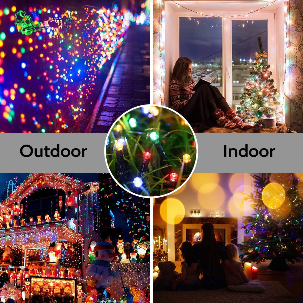 Jnaurb Solar Christmas Lights, 2 Pack 72ft 200 LED Solar String Lights with 8 Modes, Waterproof Outdoor Christmas String Lights