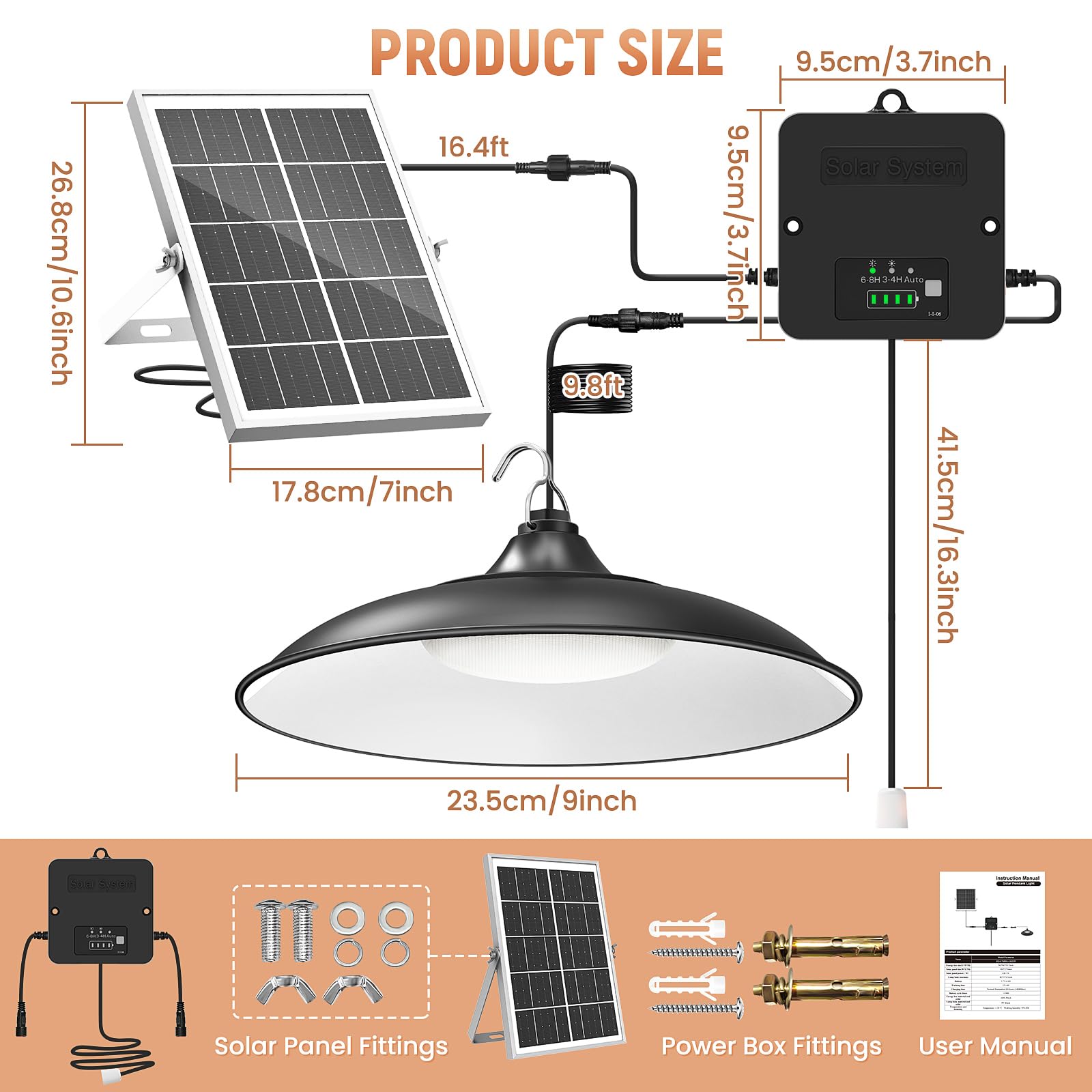 APILAB Solar Shed Light - 2000LM Indoor/Outdoor Pendant, 3 Lighting Modes, IP65 Waterproof, Cool White, 2 Pack, Model DP048AB