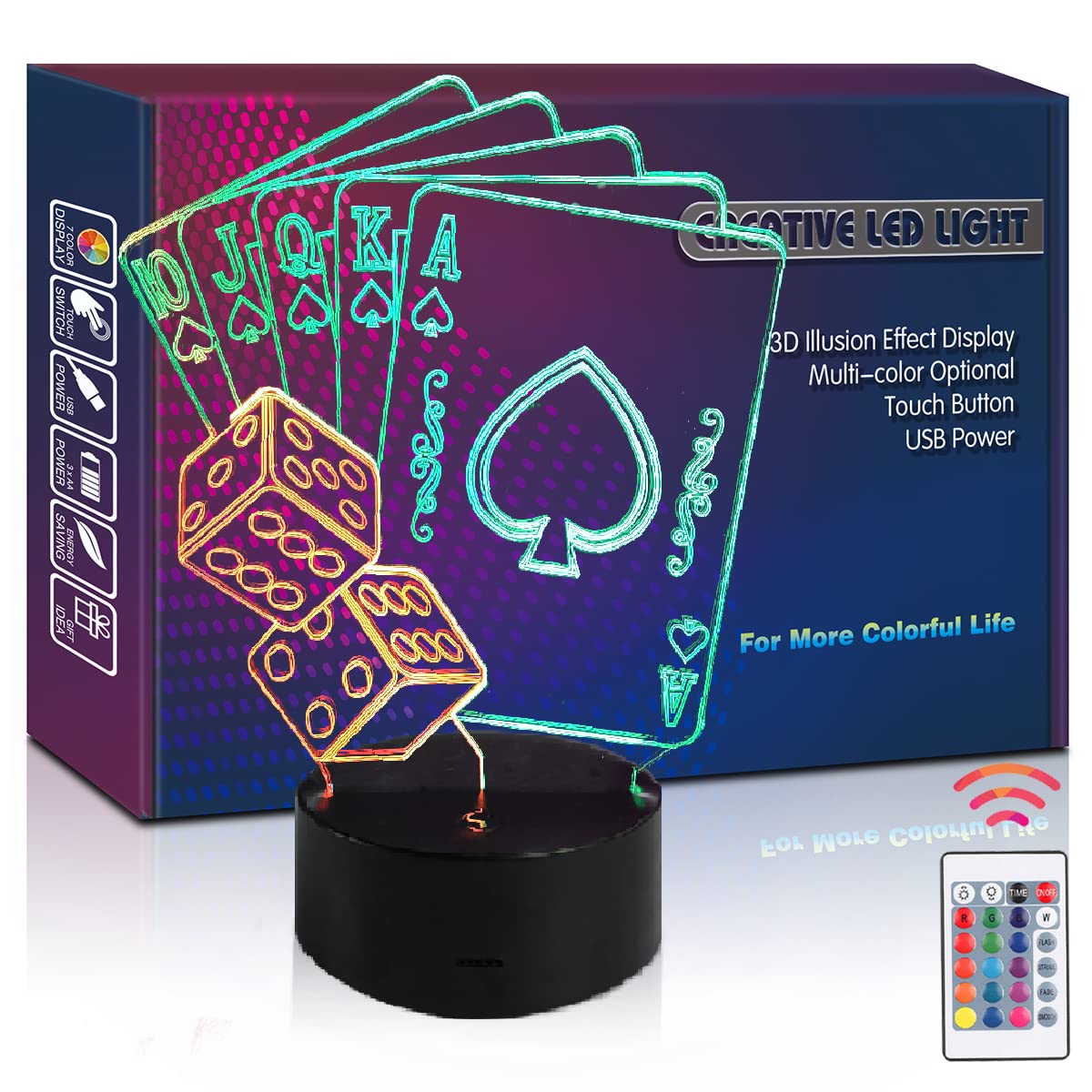 HIPIYA LED 3D Illusion Lamp, Multicolor USB Night Light, Model Motoplayer, Ideal for Bedroom Decor and Gifts