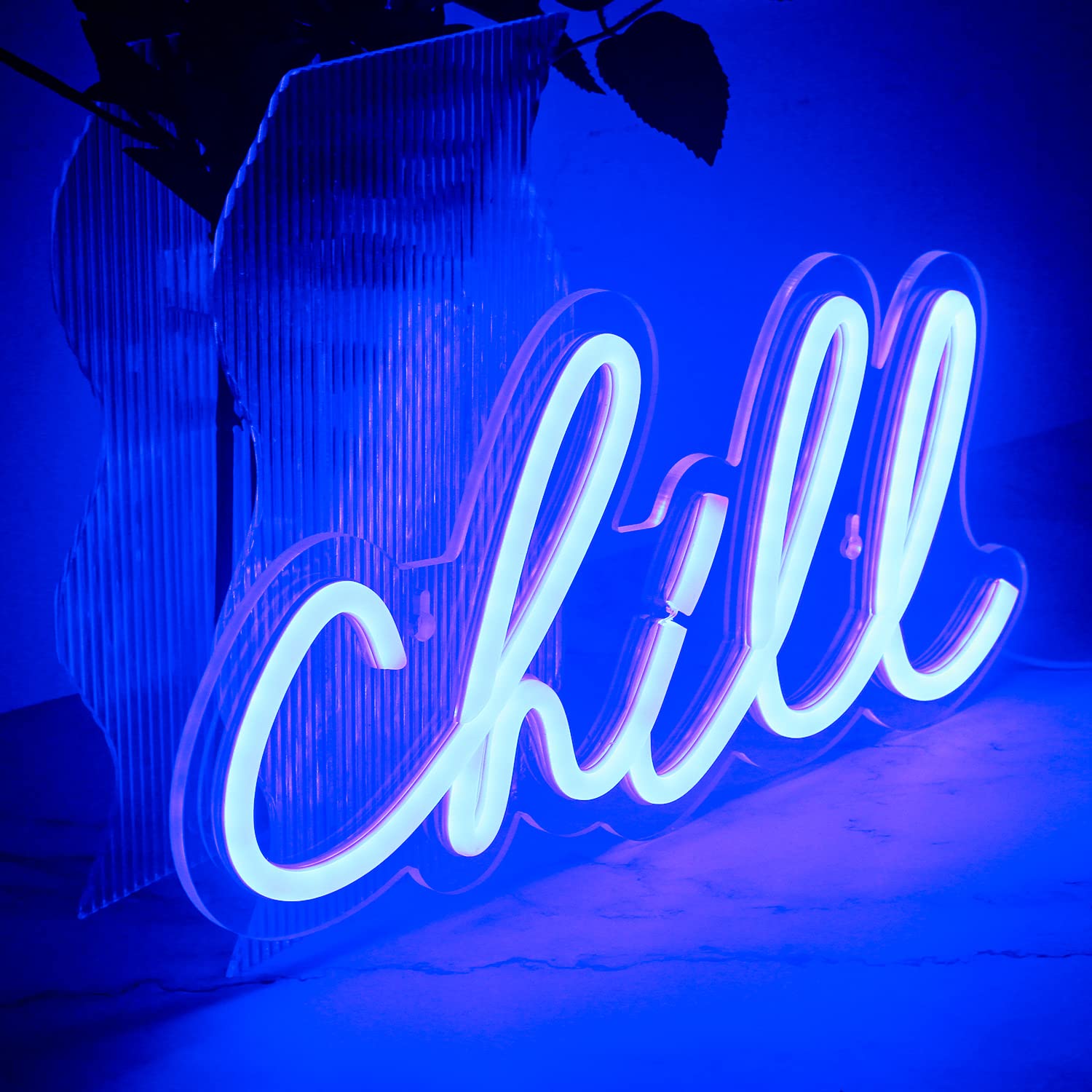 Wanxing Neon Sign - Chill Blue LED Wall Decor, USB Powered, 14.2in  x 6.9in , Model NS-chill