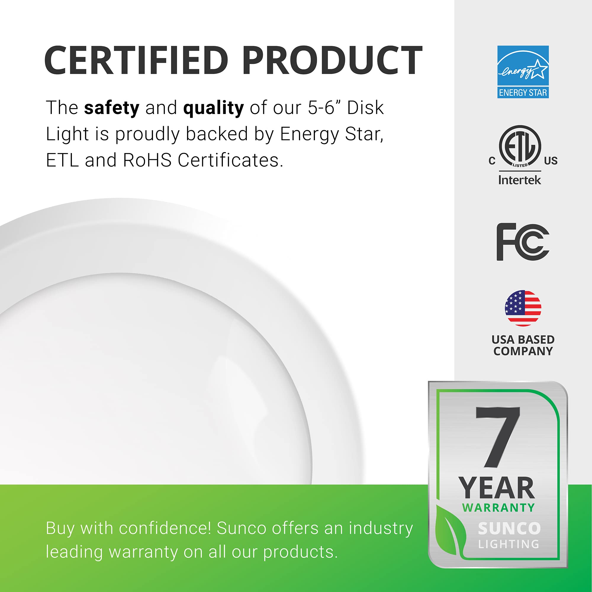 Sunco 96 Pack 5/6” Led Disk Lights Flush Mount Ceiling Light Fixture Recessed 3000K Warm White, 100W Equivalent 15W, 1050Lm, Dimmable Low Profile Surface Mount Etl & Energy Star Listed