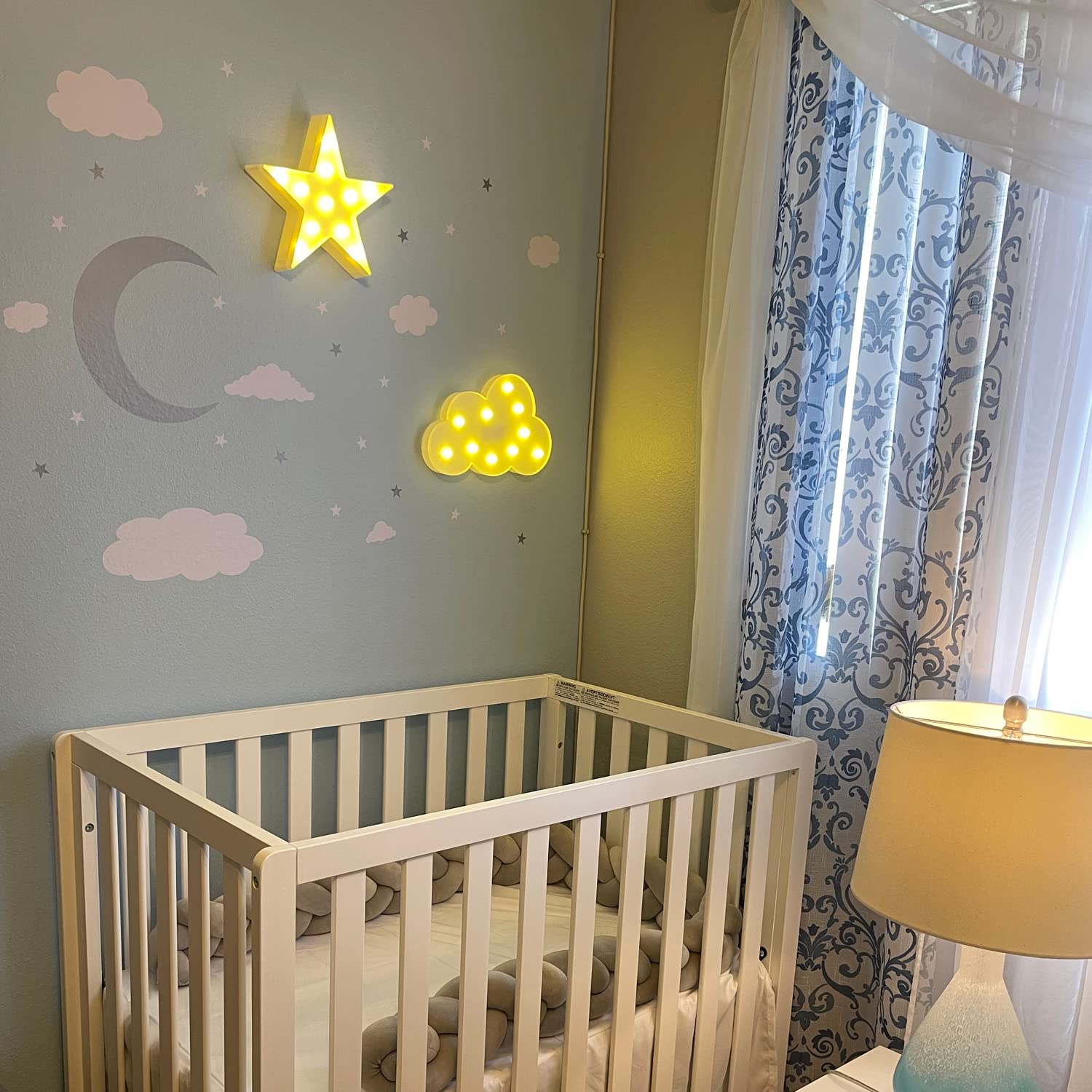 Zuokemy 3Pcs Decorative Led Crescent Moon Star Cloud Night Light Can Be Hung On The Wall Children’S Room Room Light, Suitable For Birthday Parties, Holiday Decorations, Baby Room Decoration.