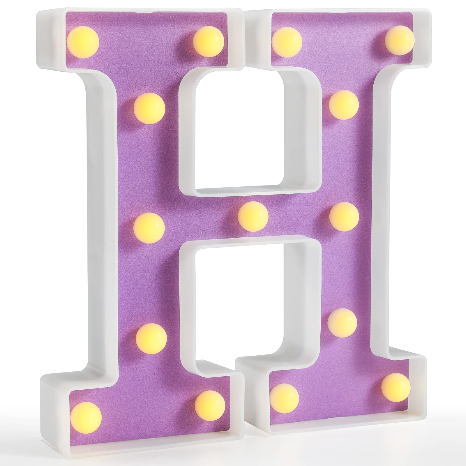 Pooqla LED Marquee Letter Light Sign, Purple H, Plastic Night Light for Birthday, Wedding, Party, Home Bar Decoration