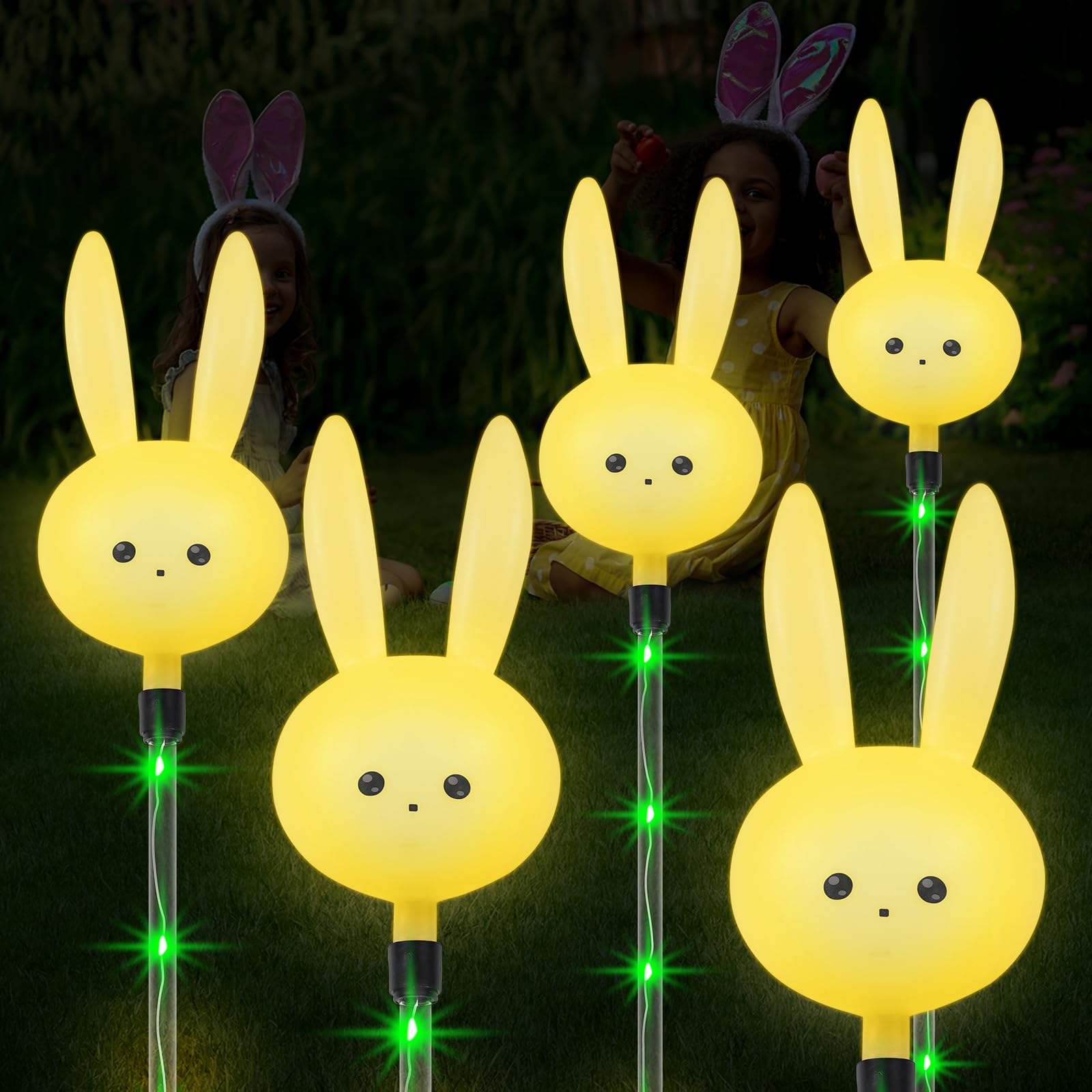 X-Giftkey Solar Bunny Path Lights Outdoor,3Packs Garden Gifts Decor Lights,Unique Camping Gifts Decorations,Waterproof,8 Modes,S