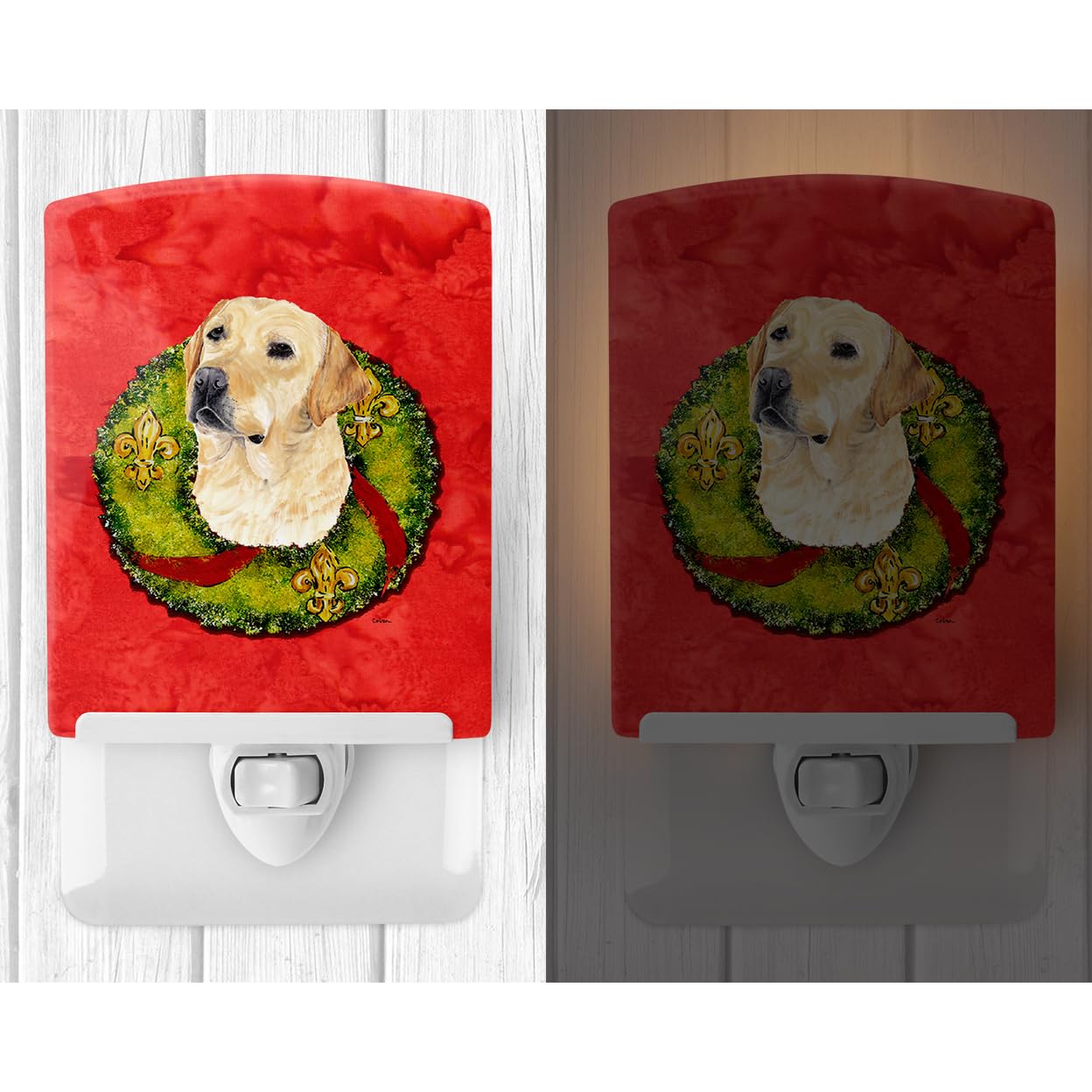 Carolines Treasures Ceramic Night Light, Labrador Design, 6x4x3in, Model SC9091CNL, UL-Certified for Bedroom, Bathroom, Kitchen