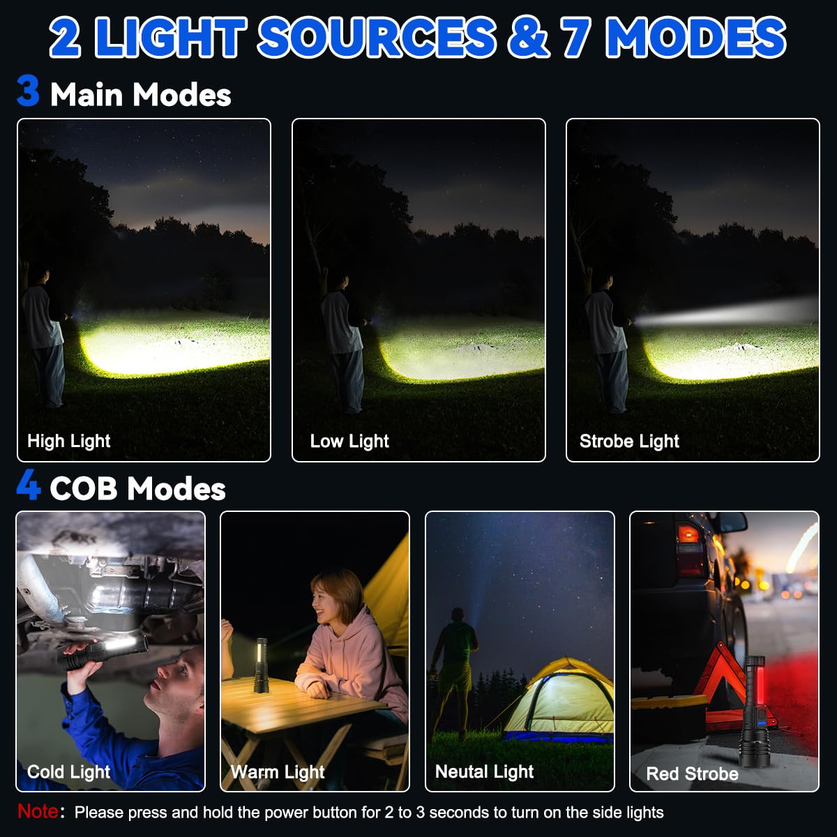 KYEKIO 6Pack Rechargeable Flashlights, 7 Modes, Super Bright LED, Adjustable Tactical, Black Aluminum