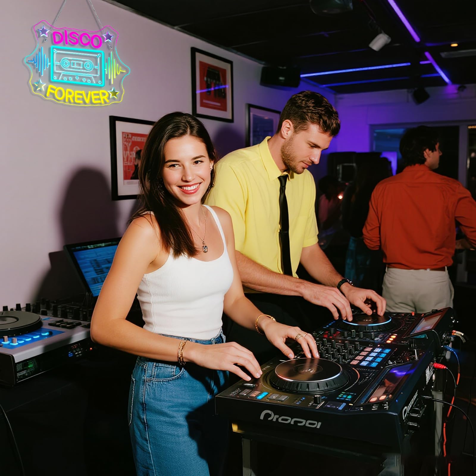 Horseneon Disco Forever Neon Sign Retro Led Wall Decor For Dance Parties Music Rooms & 70S Themed Bars  Usb-Powered With Adjustable Brightness  Color-Changing Disco Lighting