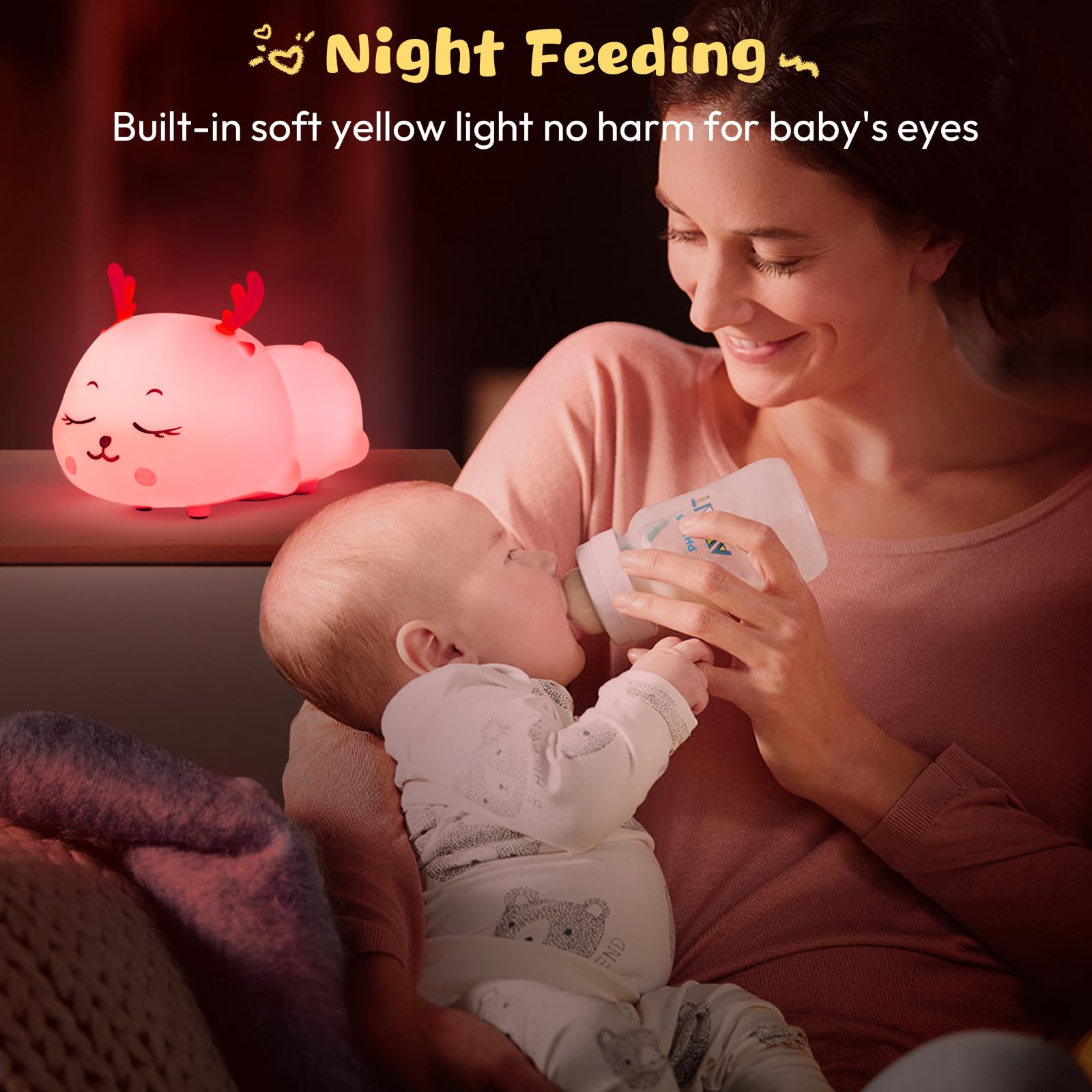 CHWARES Night Light for Kids, Cat Nursery Night Lights with Remote, 7 Color Kawaii Lamp, Room Decor, USB Rechargeable, Cute Lamp