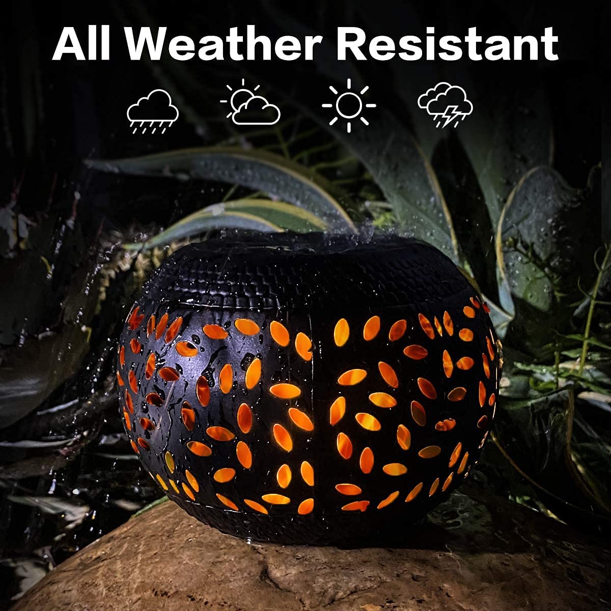 Solar Table Lights Outdoor Waterproof - Dancing Flickering Flame Lamp Black Metal Tabletop Light Solar Powered Decorative Lighti