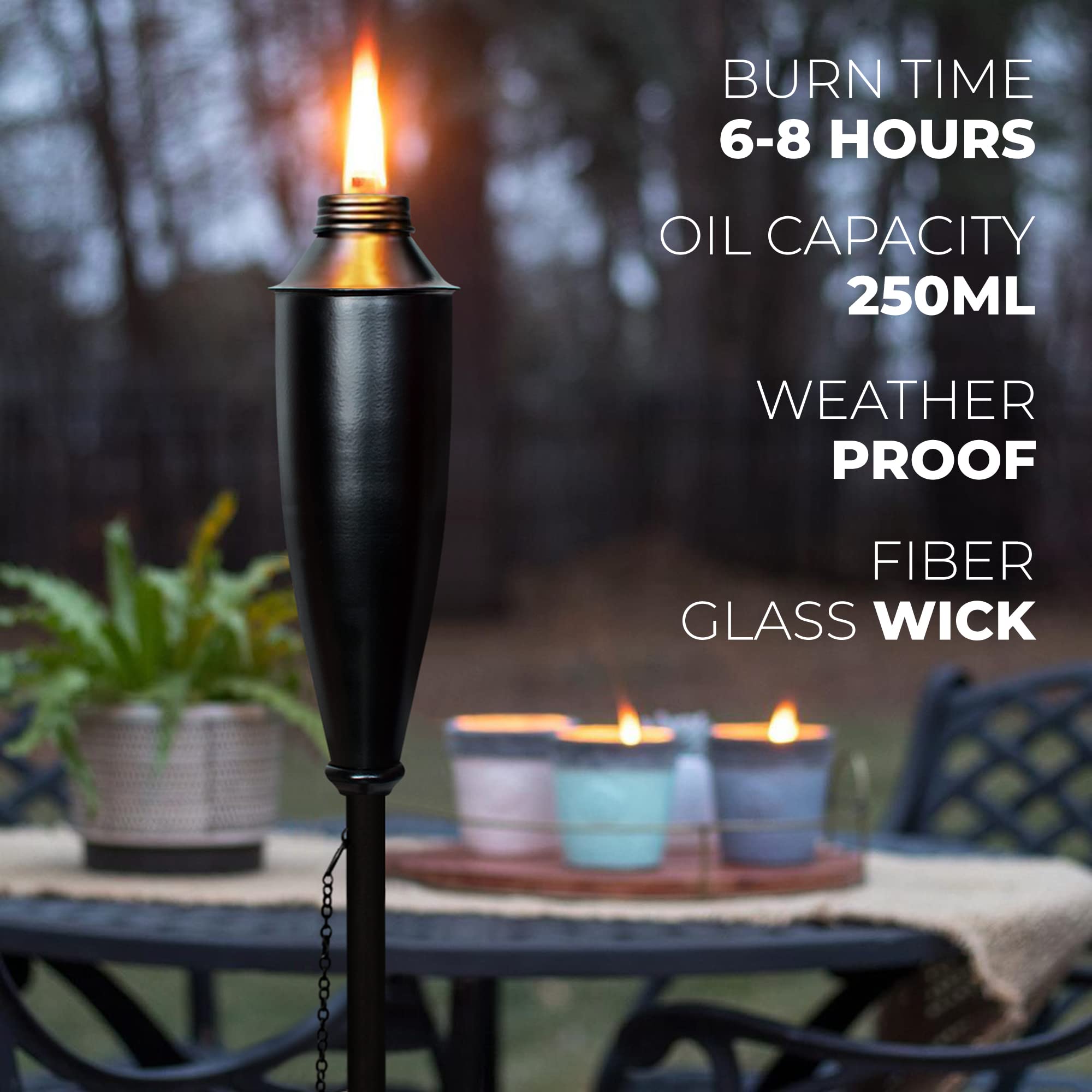 Deco Window Garden Torch Pack of 4 Citronella Metal Torches 60in Black