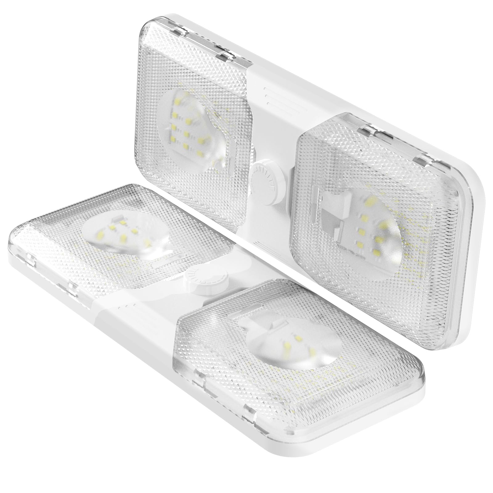RVGUARD RV LED Ceiling Double Dome Light  12V LED Lights  RV Interior Light with Adjustable Brightness & Memory Function  6500K Cold White  for RV  Trailer  & Camper Van  2 Pack