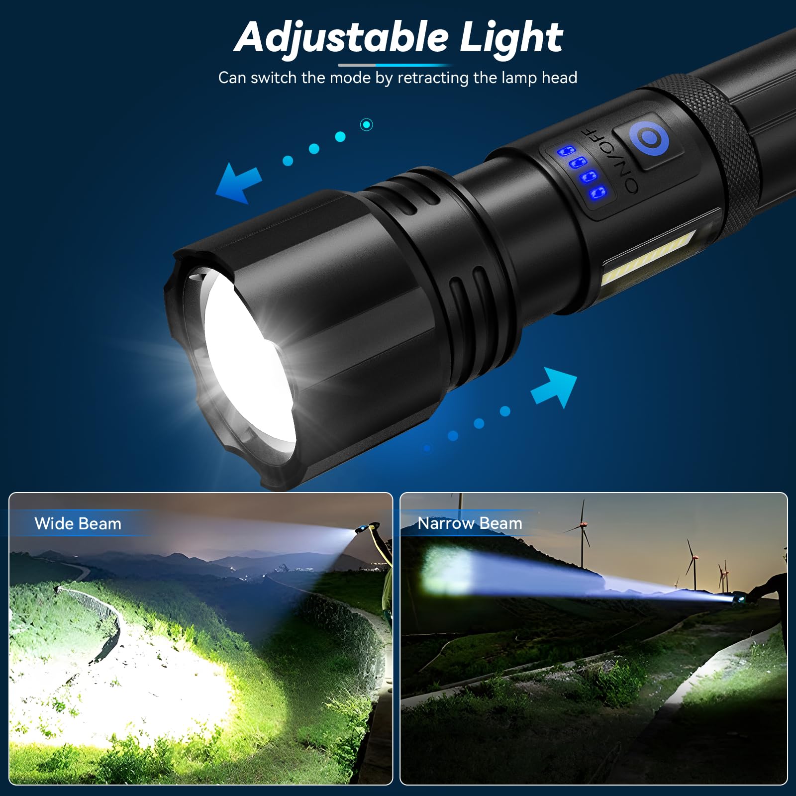 Sigoobal Rechargeable Flashlight 900000 Lumens, 7 Modes, IPX6 Waterproof, 2 Pack, Medium, Black