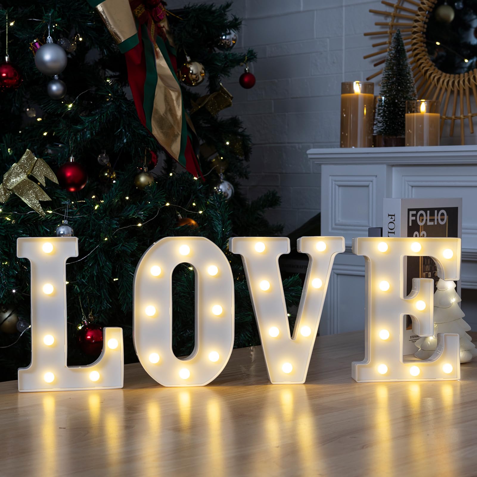 IFDGCTK LED Light Up Letters Sign, Decorative LOVE Marquee Lights, Battery Powered, White Plastic, Model IFDGCTK