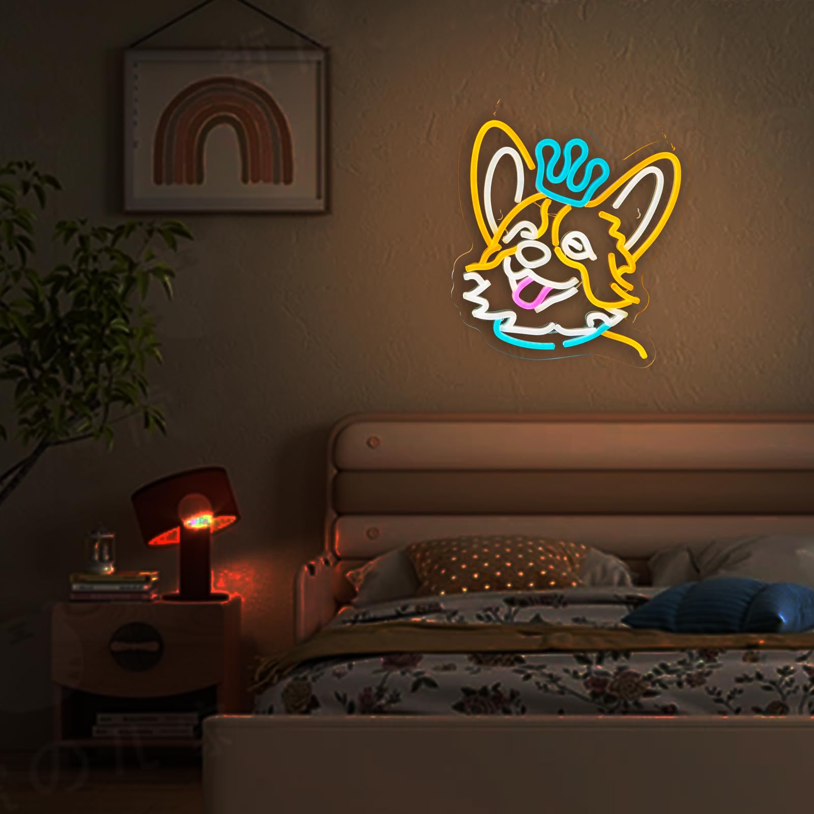 Corgi Neon Sign Dog Neon Sign For Wall Decor Teen Room Gifts For Birthday Kids Room Boys Room Playroom Decor(12.6 X12.2 In)