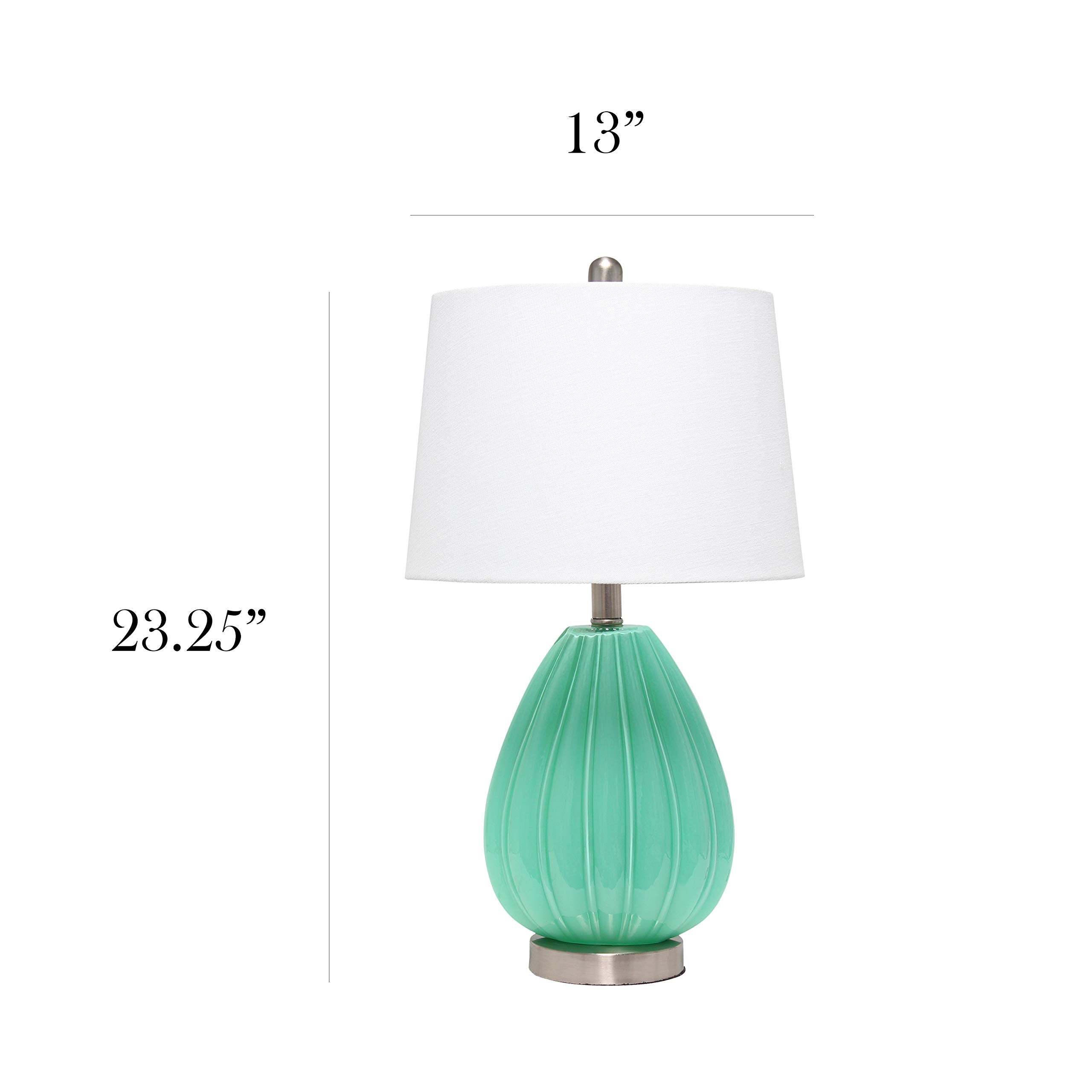 Elegant Designs Seafoam Creased Table Lamp With Fabric Shade - Stylish Glass Lighting
