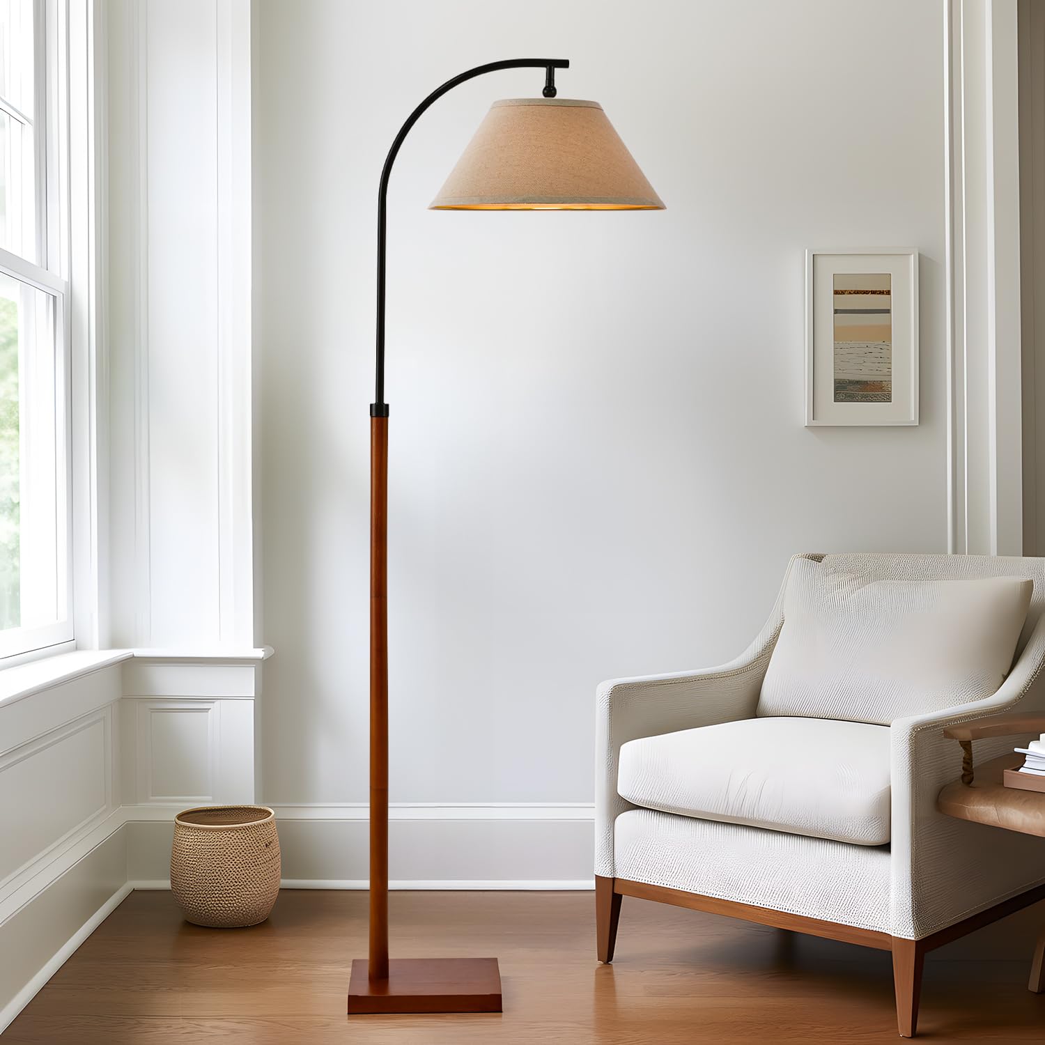 G-Safava 63&quot; Black Arc Floor Lamp With Foot Switch For Living Room & Bedroom Lighting