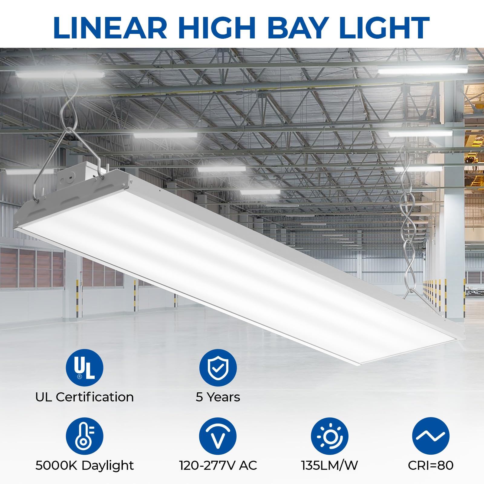 Cinoton 4Ft 300W Led Shop Light With 40500Lm, 0-10V Dimmable Linear High Bay Lighting With 5000K, 120-277V 135Lm/W Commercial Ha