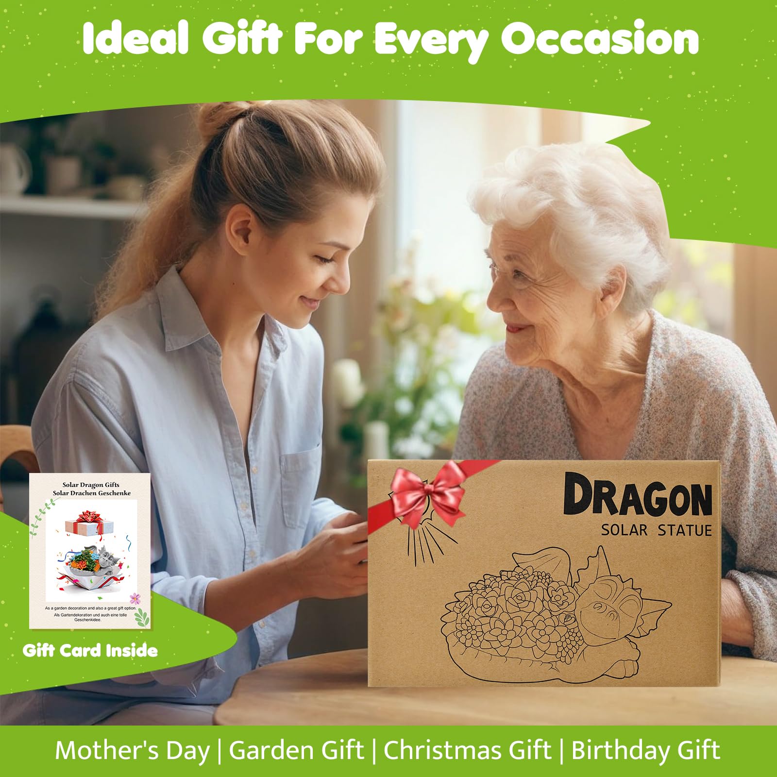 Tiejiajiang Solar Dragon Statue - Gray Resin Garden Decor With Succulent Lights, 9.1Inch