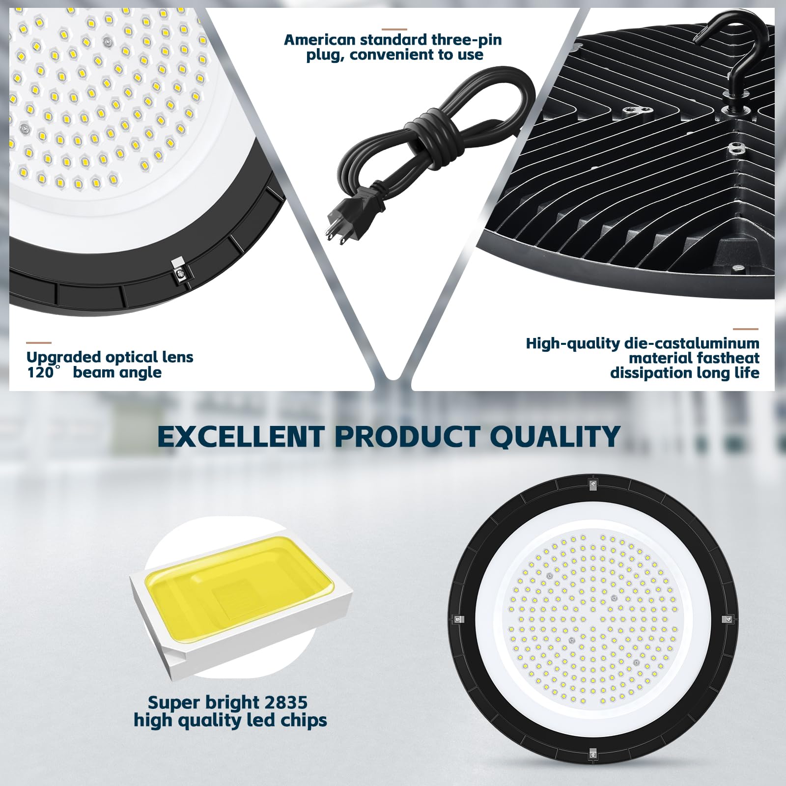 Lvsdak Ufo Led High Bay Lights 200W 28000Lm With Us Plug 5Ft Cable 5000K Ac100-277V High Bay Led Shop Lights Commercial Warehous