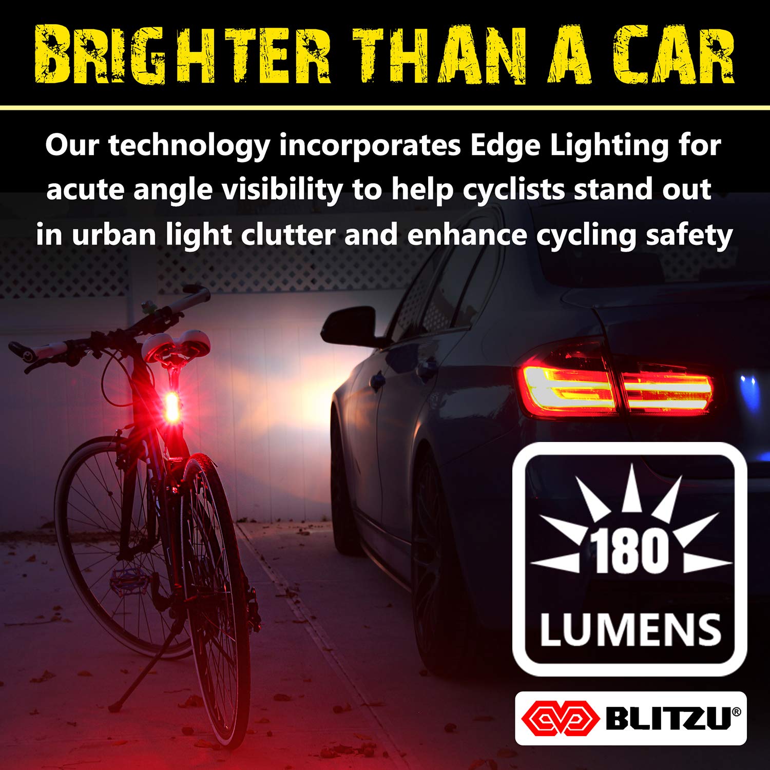 BLITZU 2025 Cyborg Bike Light Set - USB Rechargeable LED Tail & Headlight, White & Red, Model Blitzu-01, Cycling Safety Accessories