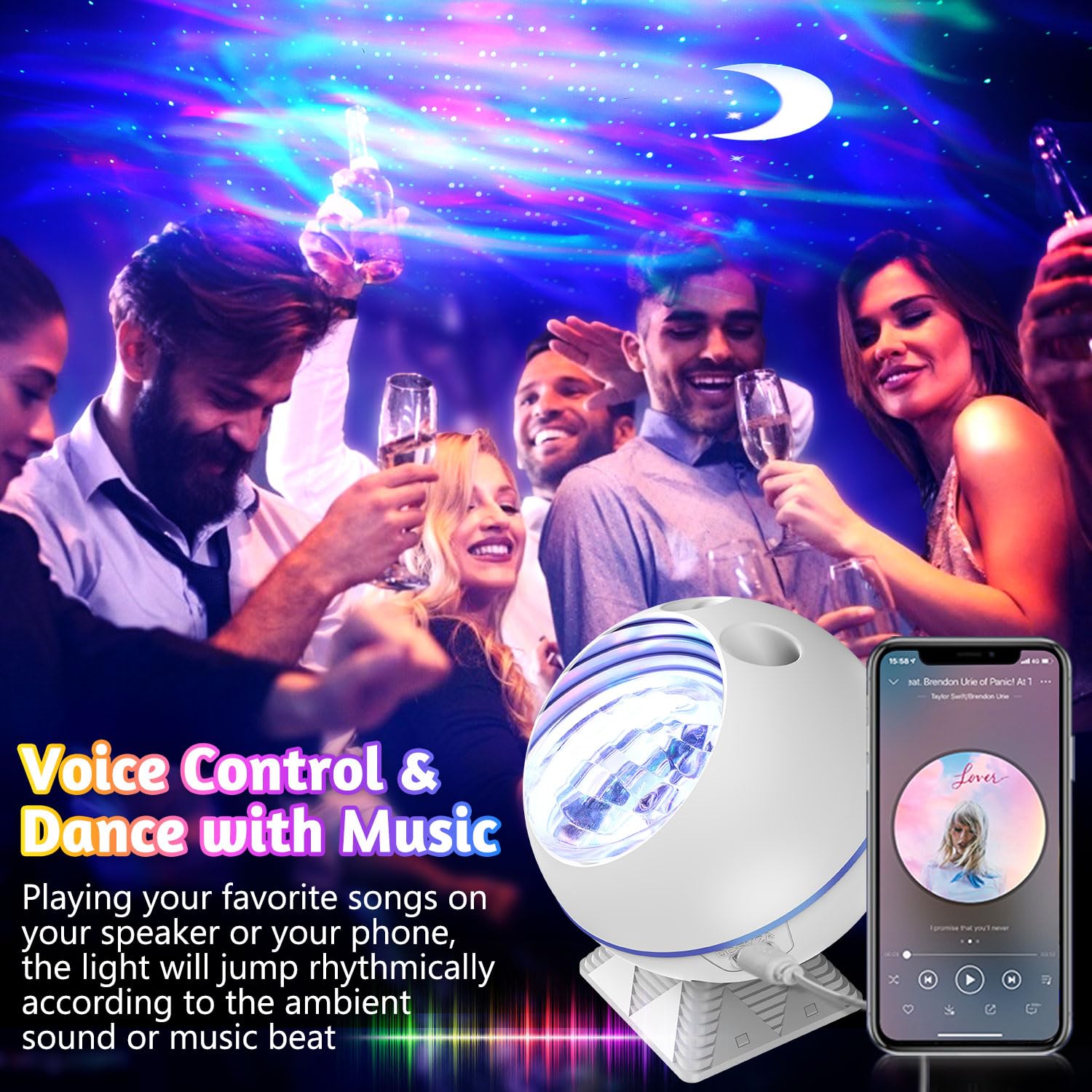 Hd Image Northern Lights Projector Night Light For Bedroom, 54 Lighting Modes Aurora Star Projector With Timer And Remote Control, Voice Control Galaxy Projector Christmas Gifts For Teen Girls Kids