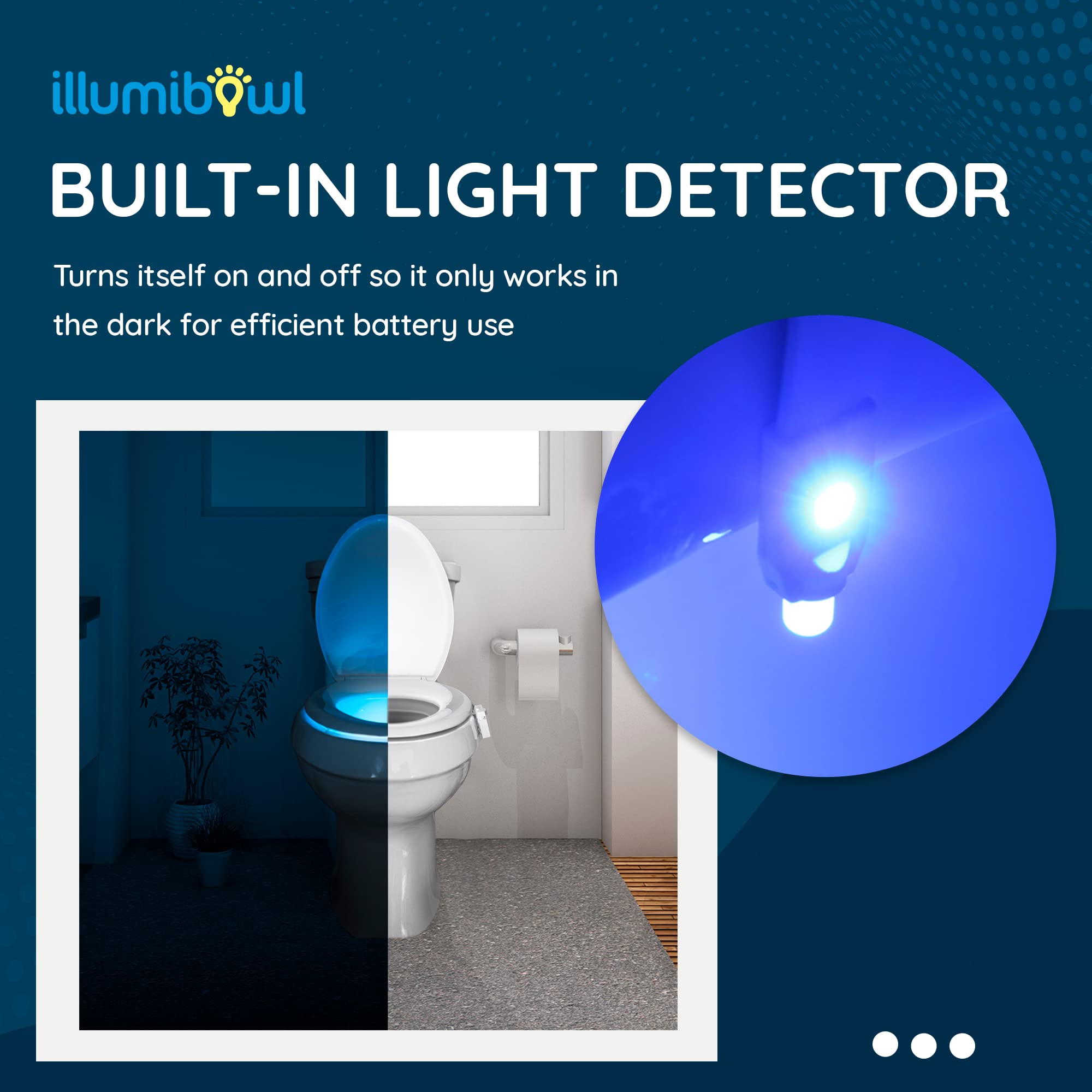 IllumiBowl Toilet Night Light - Motion Sensor, Multi-Color, Battery Powered, Universal Fit, Pack of 1, New Version