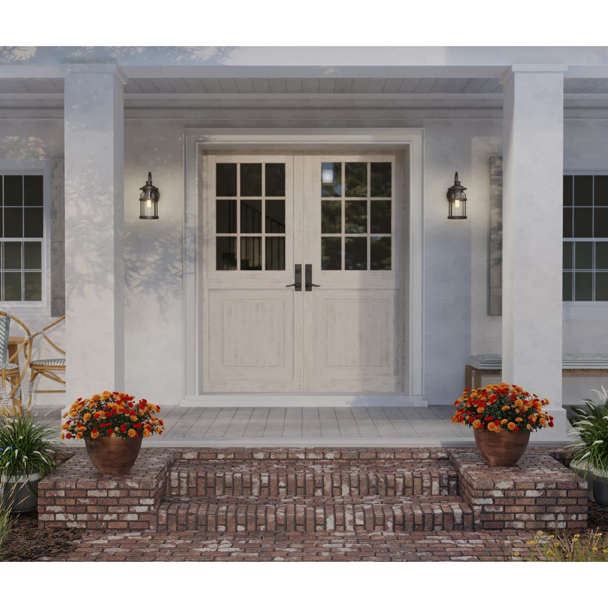 Progress Lighting Haslett 1-Light Outdoor Wall Lantern Antique Pewter Gray Seeded Glass, Model P560095-103