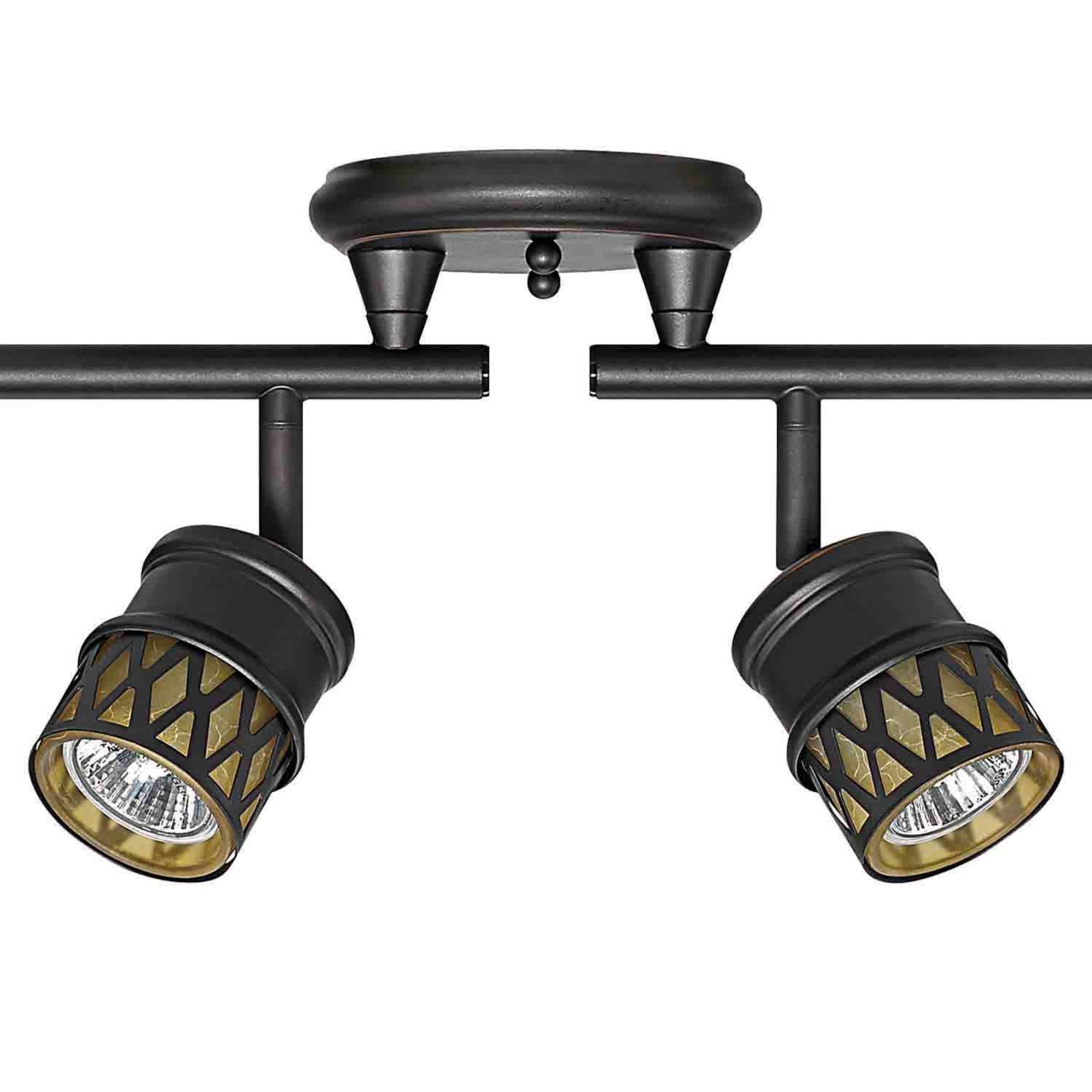 Globe Electric 59086 Kearney 6-Light Foldable Track Lighting, Oil Rubbed Bronze Finish, Champagne Glass Track Heads