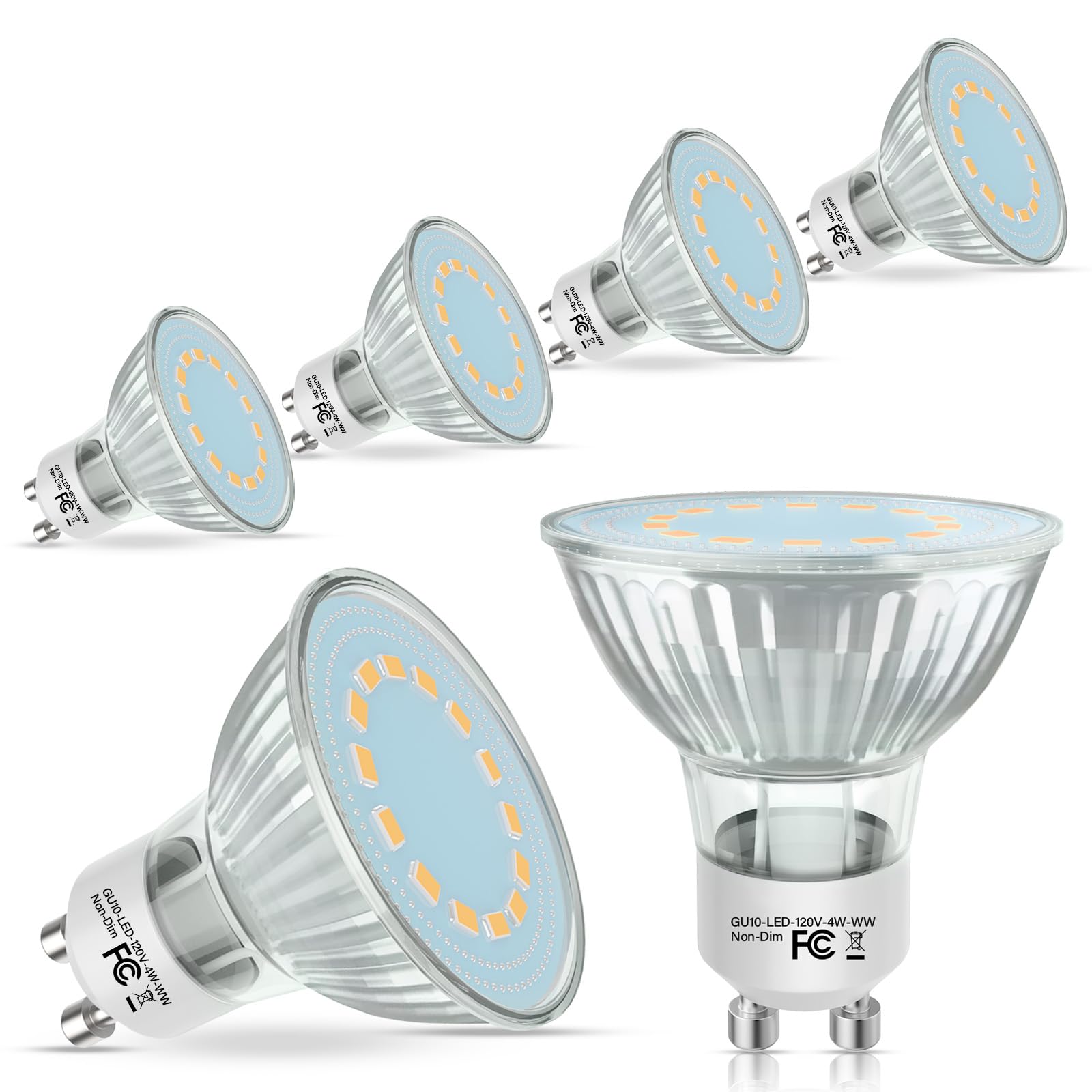 Gu10 Led Bulb  50 Watt Halogen Equivalent  2700K Soft White Gu10 Bulb For Track  Recessed Lighting  4W 450 Lumens Mr16 Led Bulb For Kitchen  Range Hood  Living Room  Bedroom  6 Pack