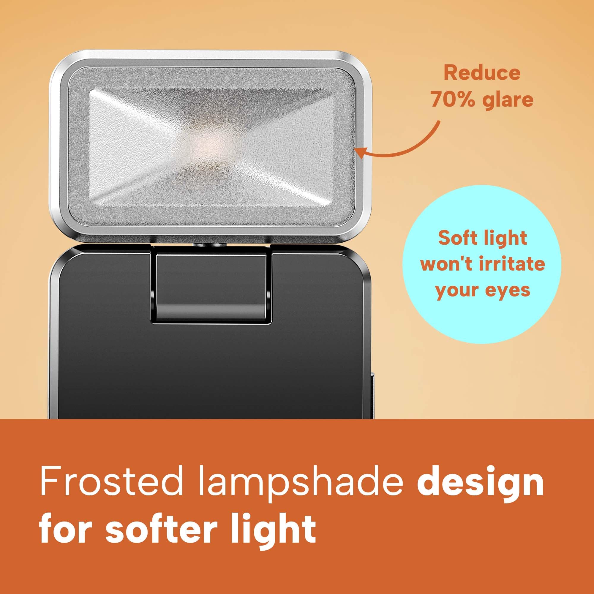86lux Rechargeable Book Light - Ultralight Clip-on LED Lamp, 3 Amber Colors, Stepless Dimming, Ashen, Model OK08