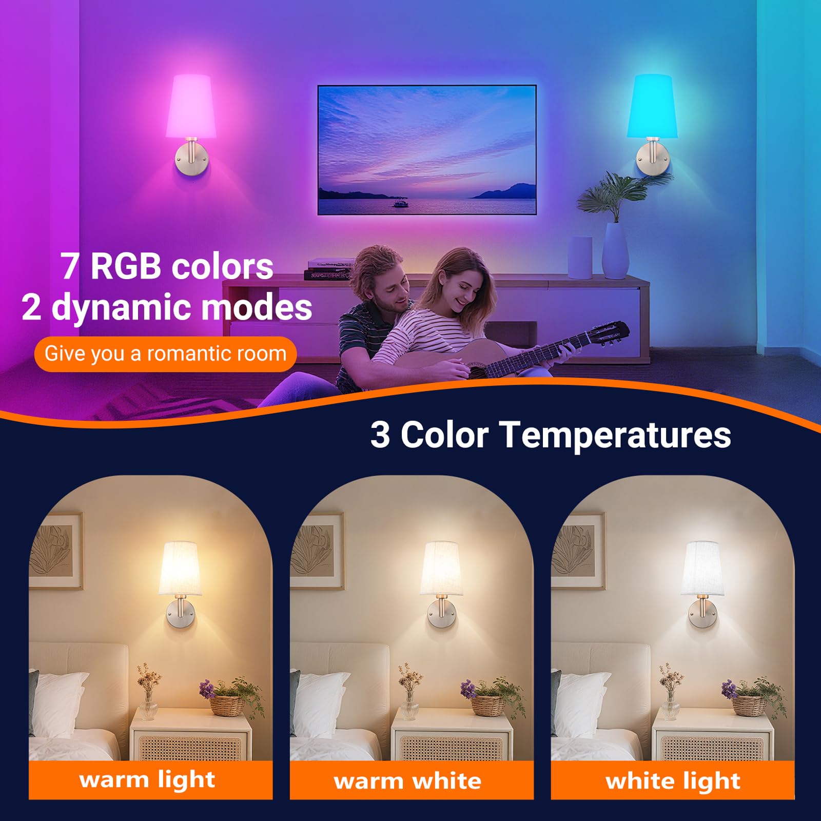 YHCDLAMP Wall Sconce Battery Operated Light with Remote Control, Dimmable, Nickel, One Size, Model YHCDLAMP, Set of Two