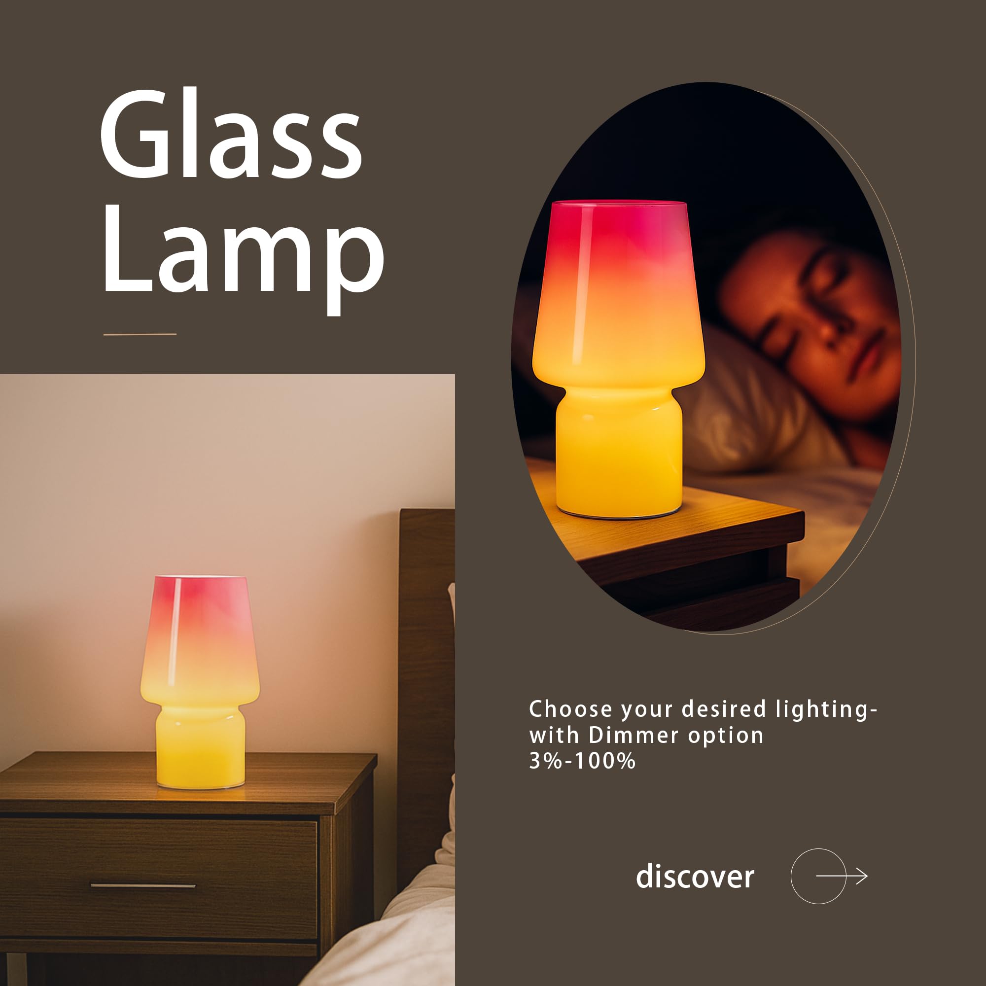 Sureyond Mushroom Lamp MotherS Day Gifts Small Table Lamp Cute Nightstand Kitchen Mini Lamp Glass Table Lamp Suitable For Bedrooms  Kitchens  Living Rooms  Bedside  Girl Gifts(Pink Gradient)