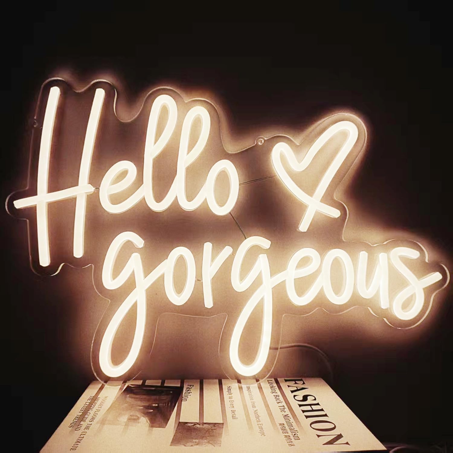 Hello Gorgeous Neon Sign Led Neon Hello Sign Decorative Art Lamp With Dimmable Switch Suitable For Home Wedding Birthday Backdrop Party 17X10In Usb Powered(Warmwhite Hello Gorgeous)