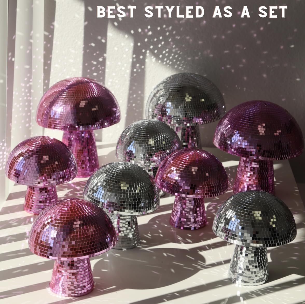 Disco Mushroom Ball Home Decor Disco Ball Apartment Accessory for Gifting or Birthdays Fun Groovy Disco Mushroom Ball Home Decor