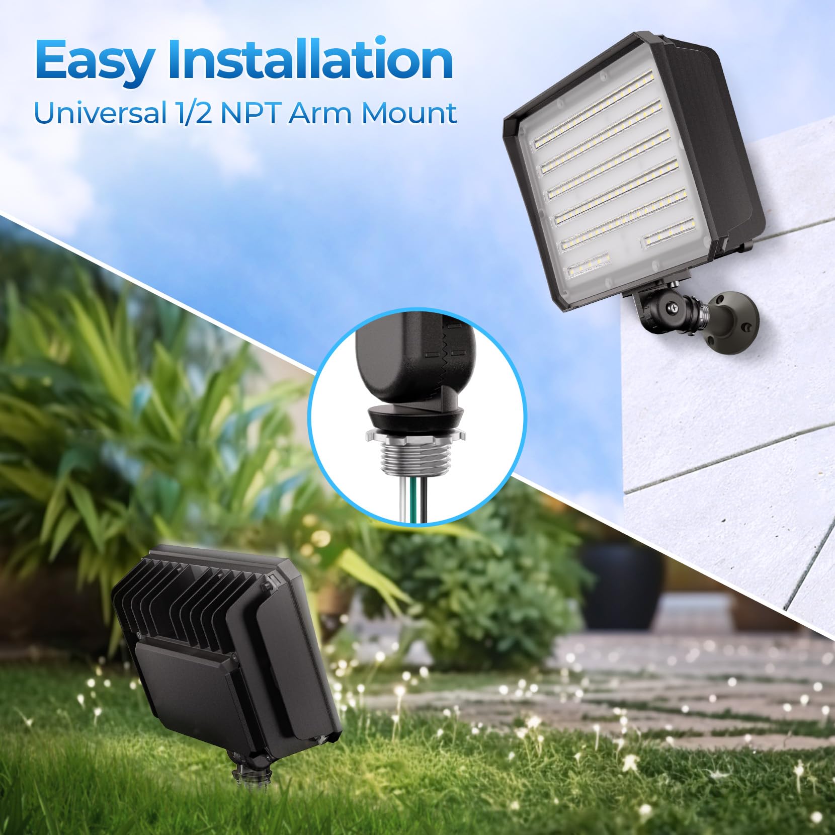 CINOTON 100W LED Flood Light - 14000LM, IP65 Waterproof, 2 Pack, Bronze, Model FL016