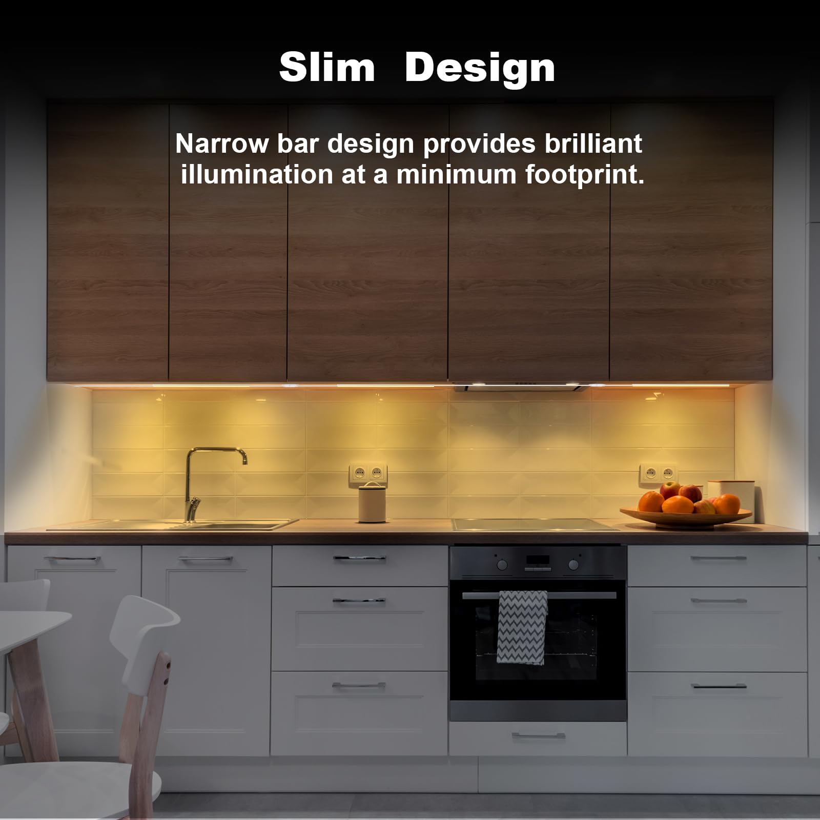JUSJUBR Under Cabinet Lights, 4pcs 12 Inch Warm White Dimmable LED Lighting, Aluminum, Plug-in, Memory Function
