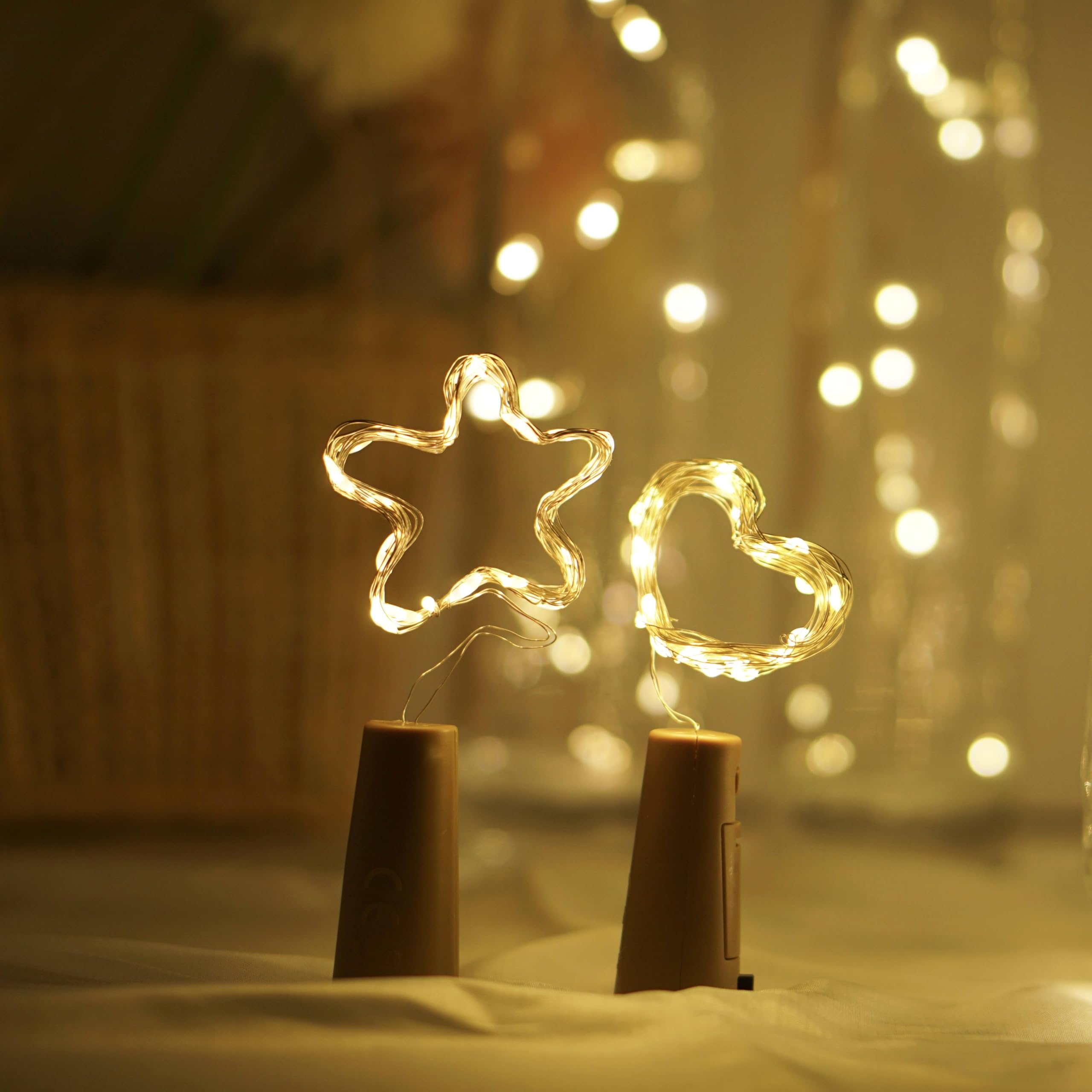 Domora Home Wine Bottle Lights 20 Leds Cork Lights Waterproof Battery (Included) Operated Fairy Mini String Lights For Diy Jar Indoor Bedroom Party Wedding Christmas Decor Pack Of 4(Warm White)