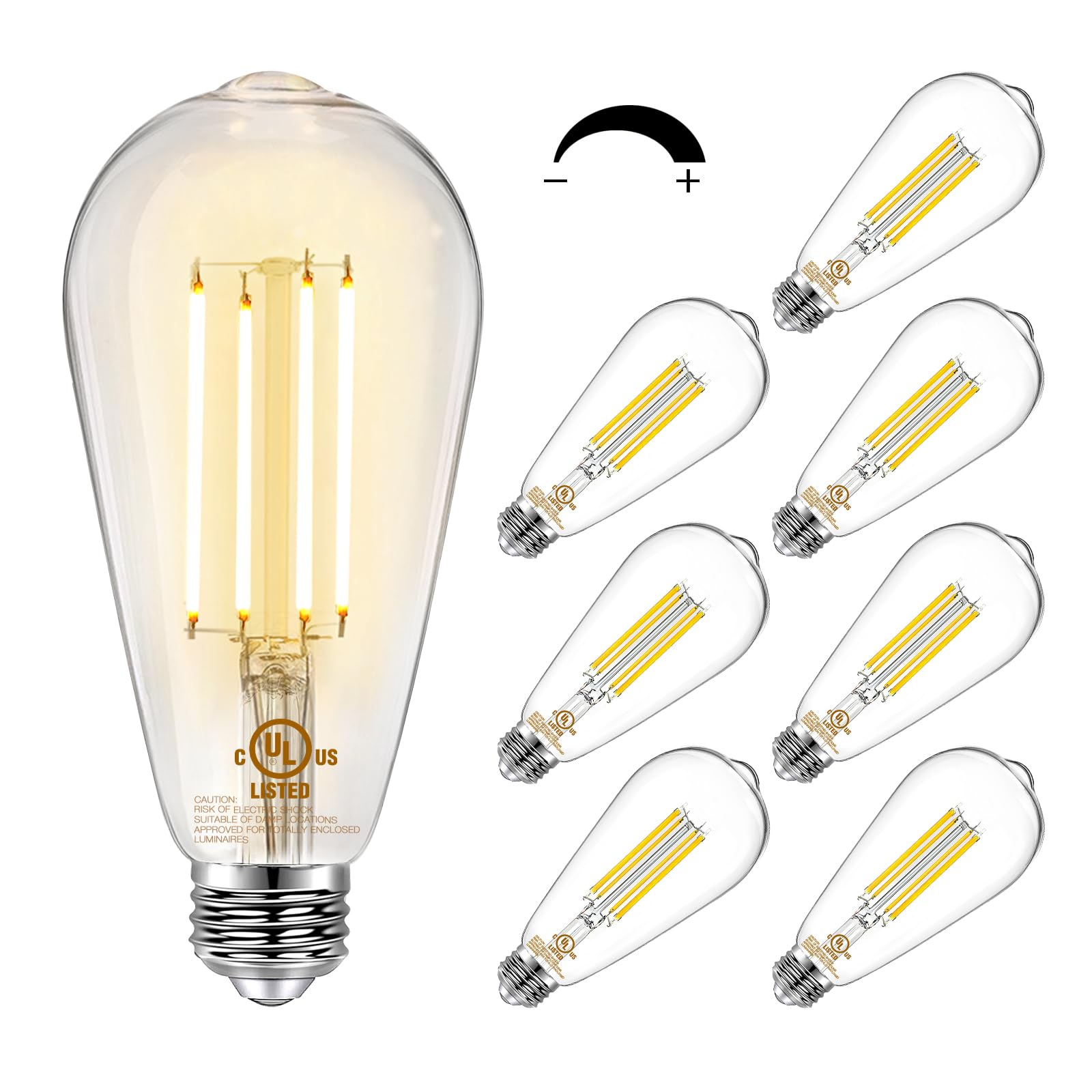 DAYGameTER 8 Pack Vintage LED Edison Bulbs  E26 Led Bulb 60W Equivalent  Dimmable Led Light Bulbs  High Brightness 800 LM Warm White 2700K  ST58 Antique LED Filament Bulbs  Clear Glass Style for Home