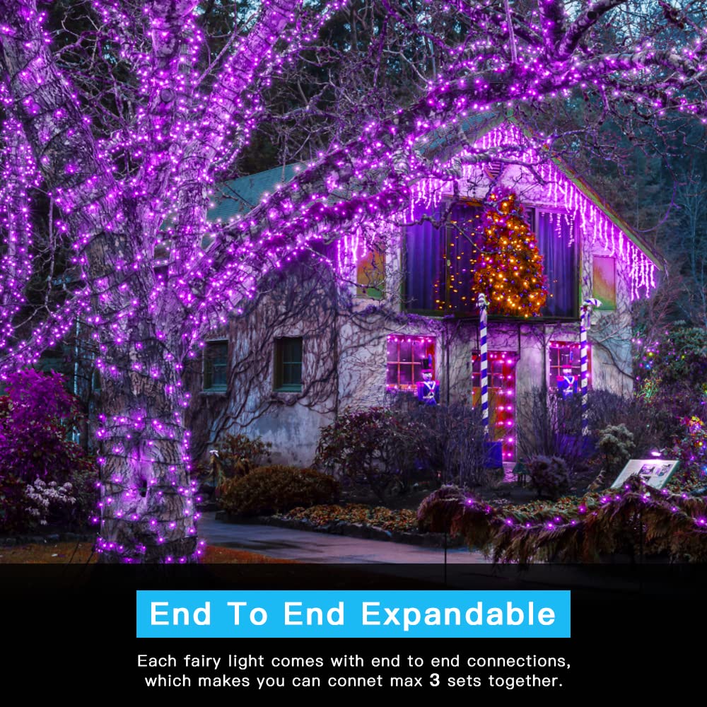 Amyhomie Purple Christmas Lights, 108Ft 300Led Christmas String Lights, 8 Modes Waterproof Fairy String Lights For Outdoor & Indoor Home Patio Garden Party Wedding Decor