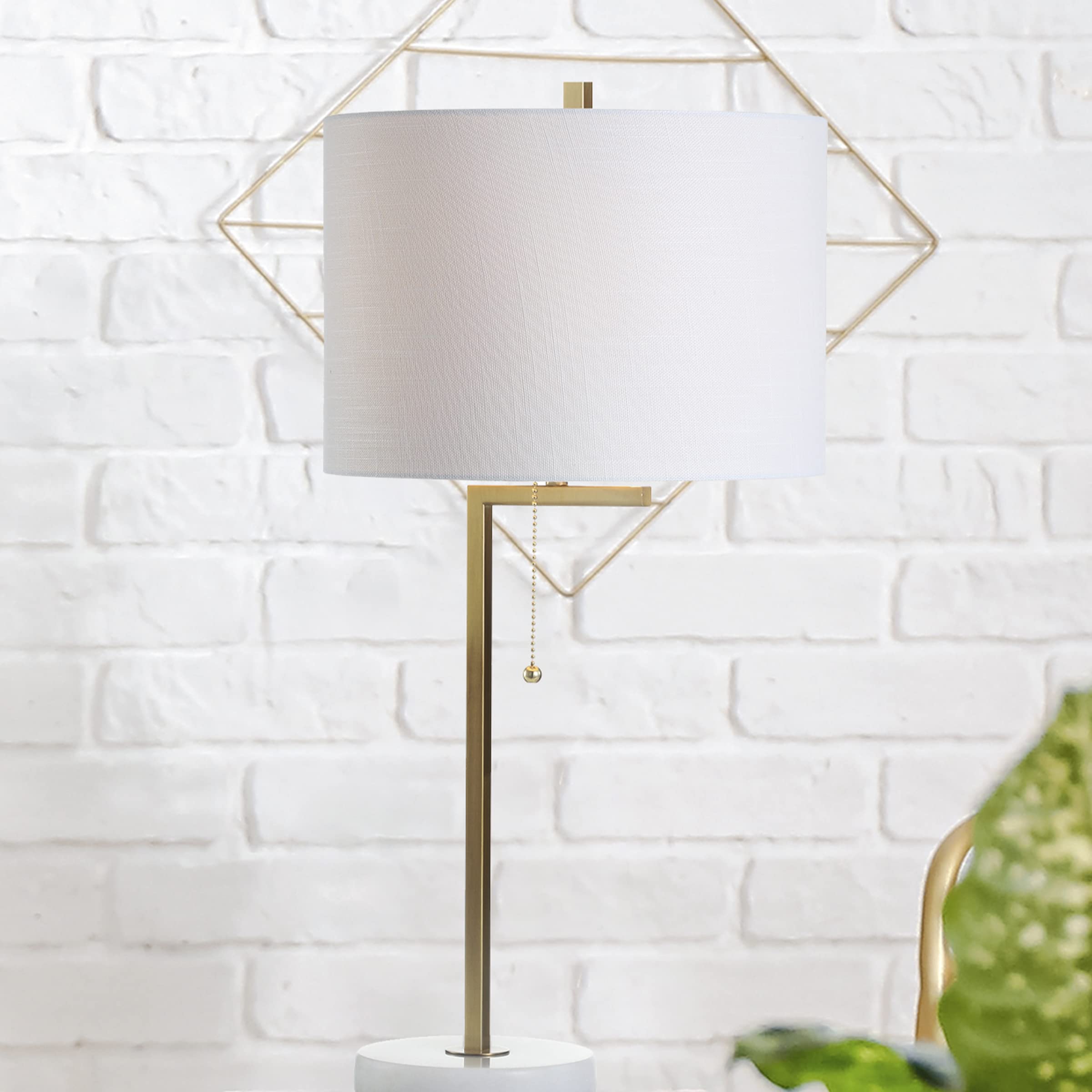 JONATHAN Y Alyssa 24.5in Metal/Marble LED Table Lamp, Brass Gold/White, Model JYL1043A, Contemporary Design for Bedroom, Living Room, Office