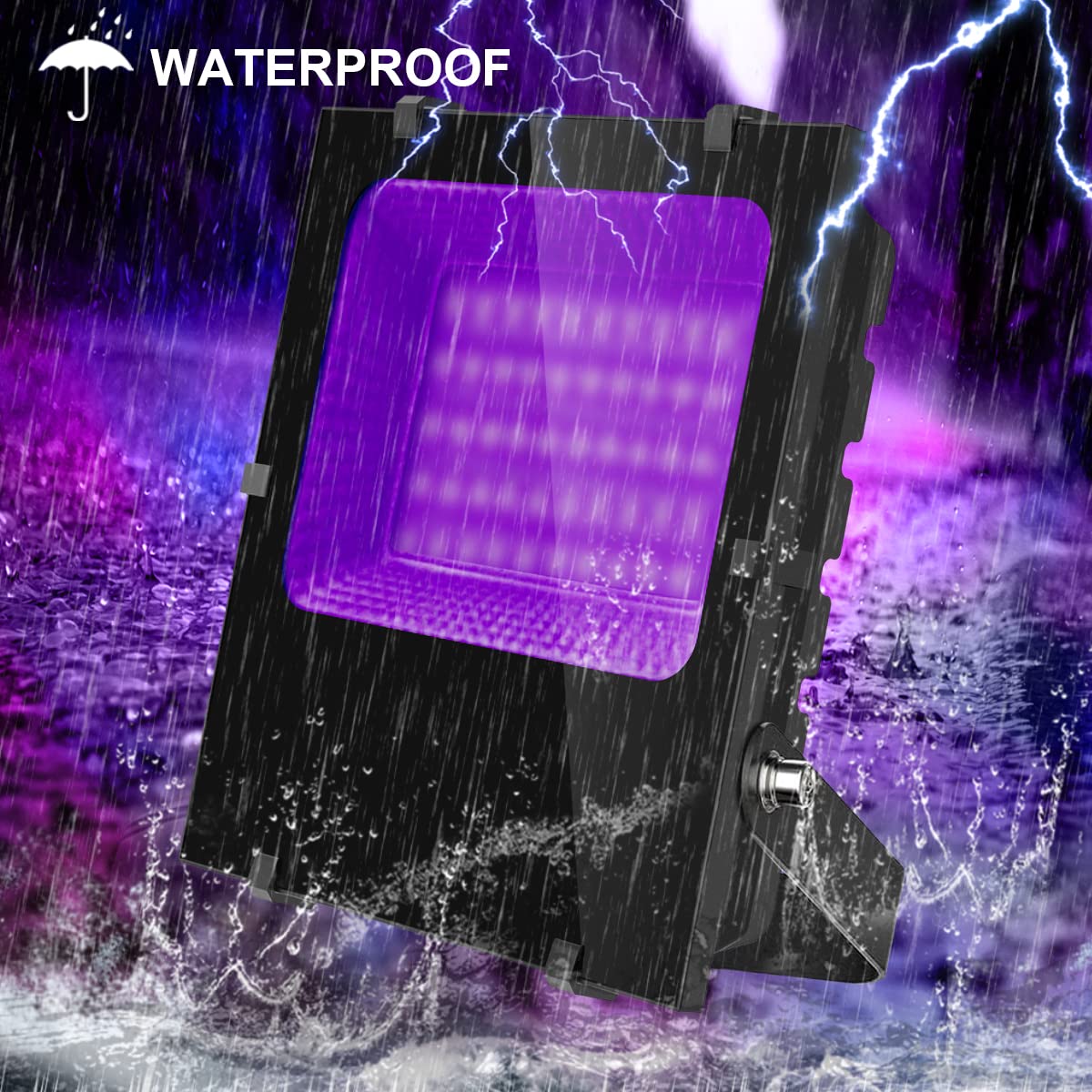 Waygor 300W Led Black Lights Outdoor, High Power Large Black Light Flood Lights Waterproof Blacklight Flood Light 395Nm Black Light Spotlight With Plug For Glow Party Large Space, Halloween (2 Pack)