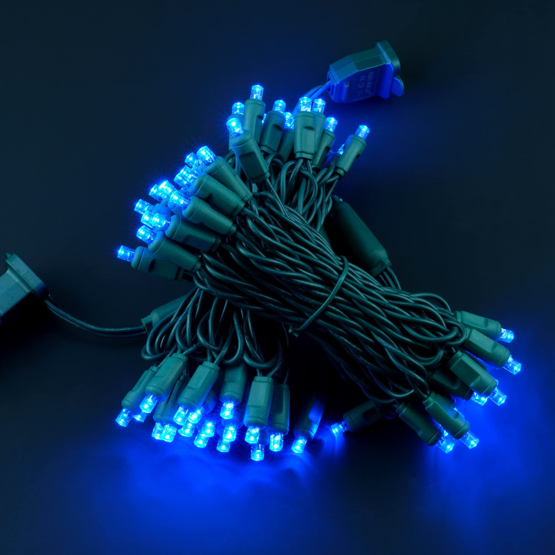 Yuletime Blue 5Mm Led Christmas Lights, 33 Ft 100 Count 4'' Spacing One-Piece High Waterproof Wide Angle Ul Certified String Lig